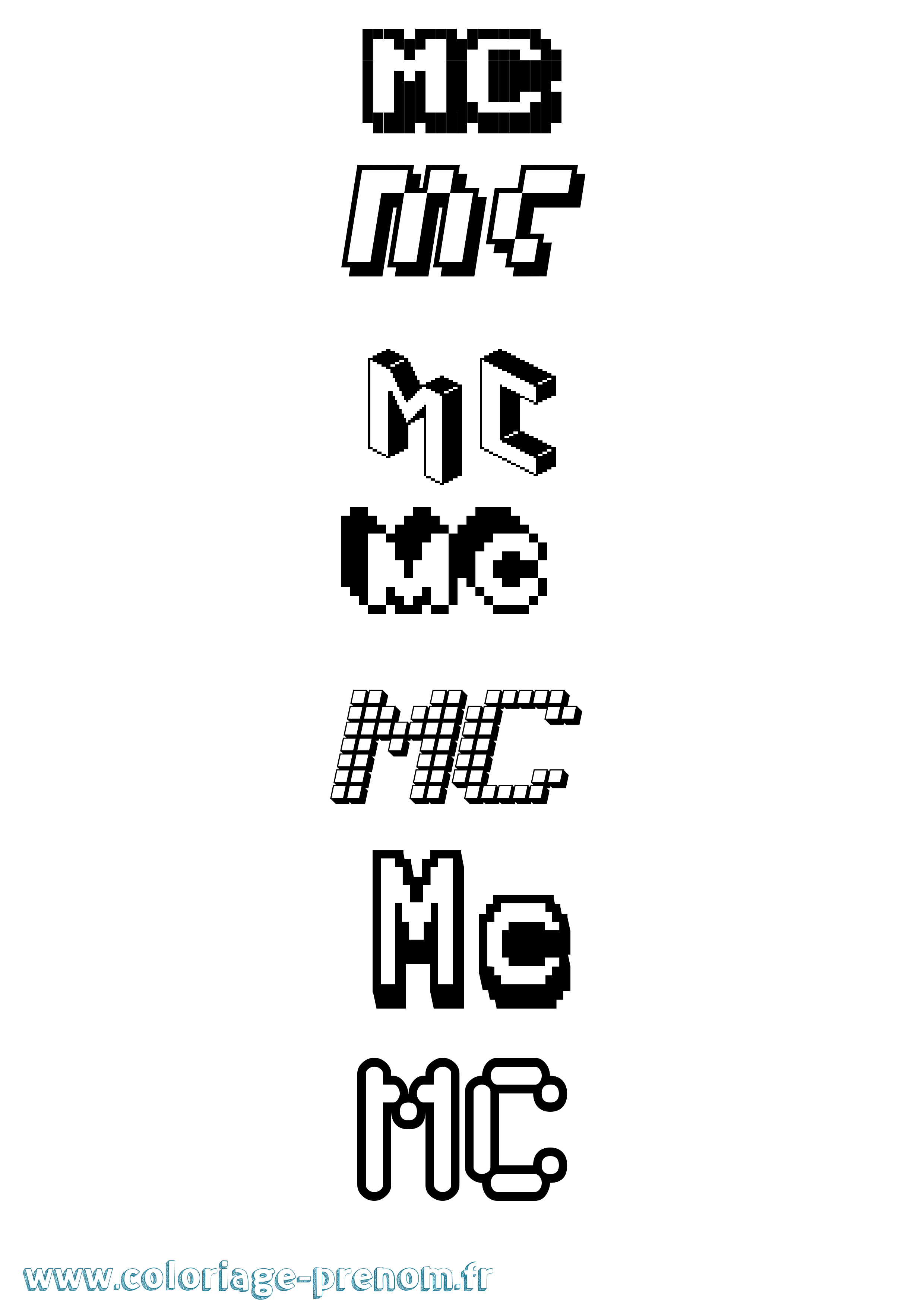 Coloriage prénom Mc Pixel