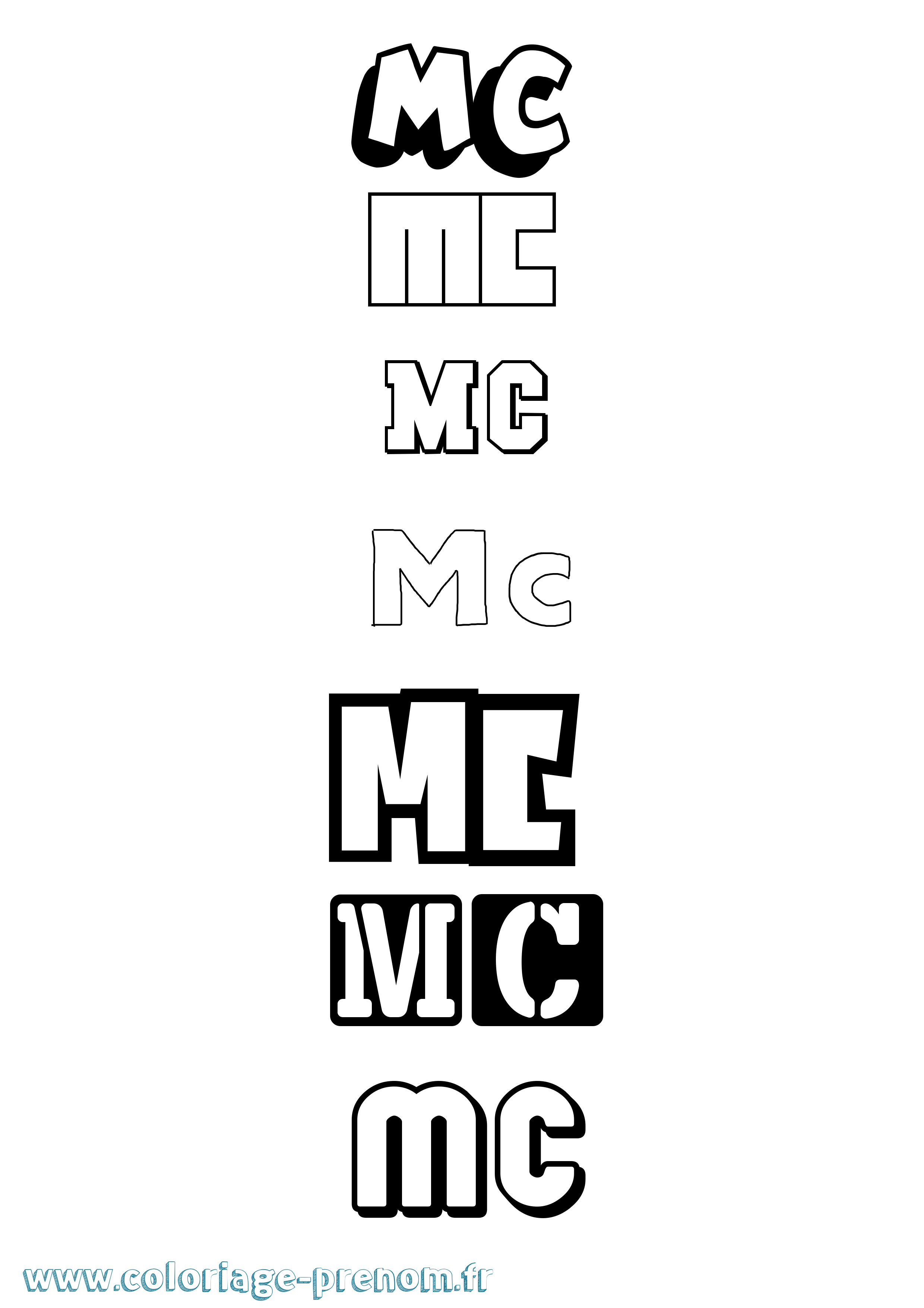 Coloriage prénom Mc Simple