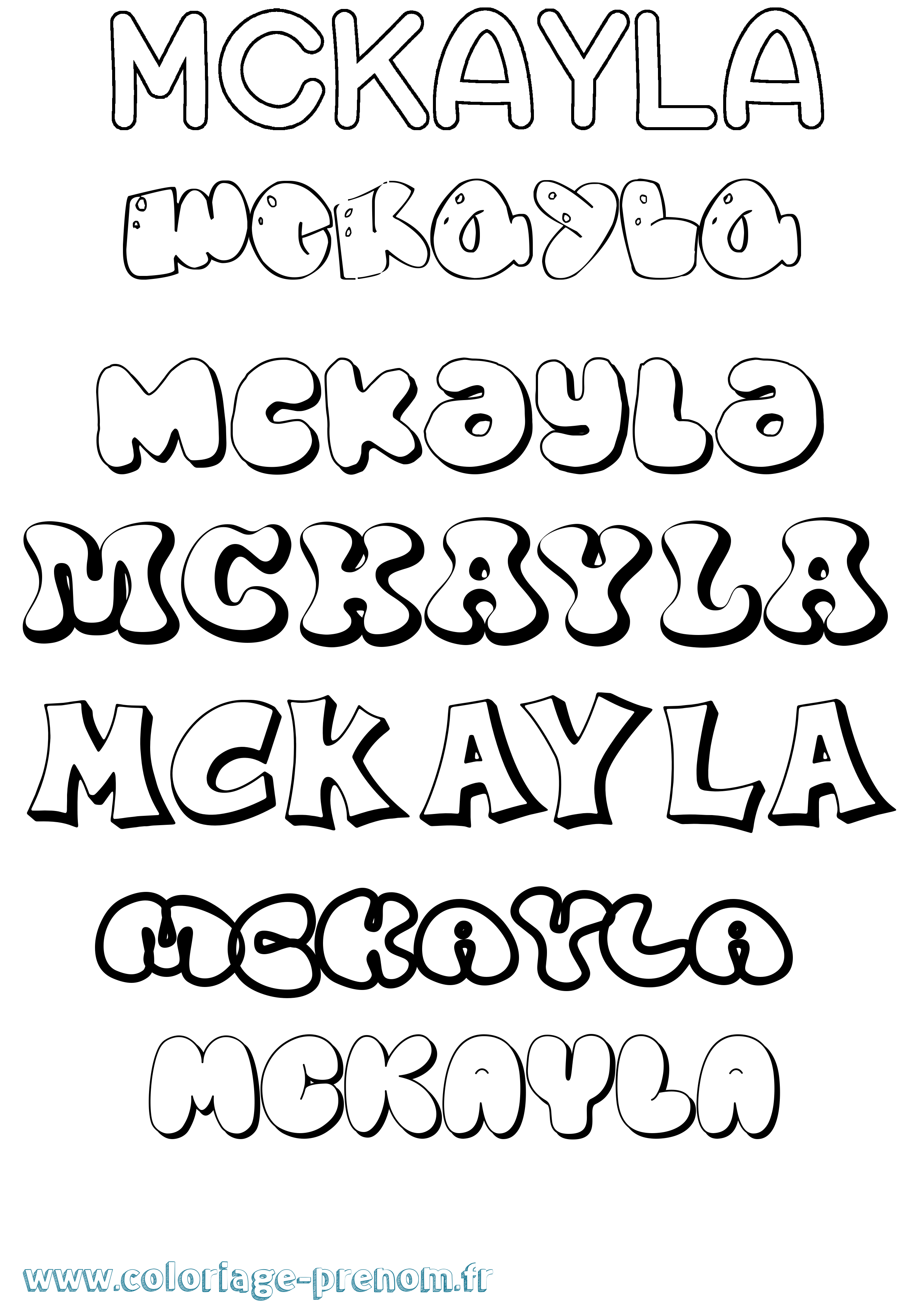 Coloriage prénom Mckayla Bubble