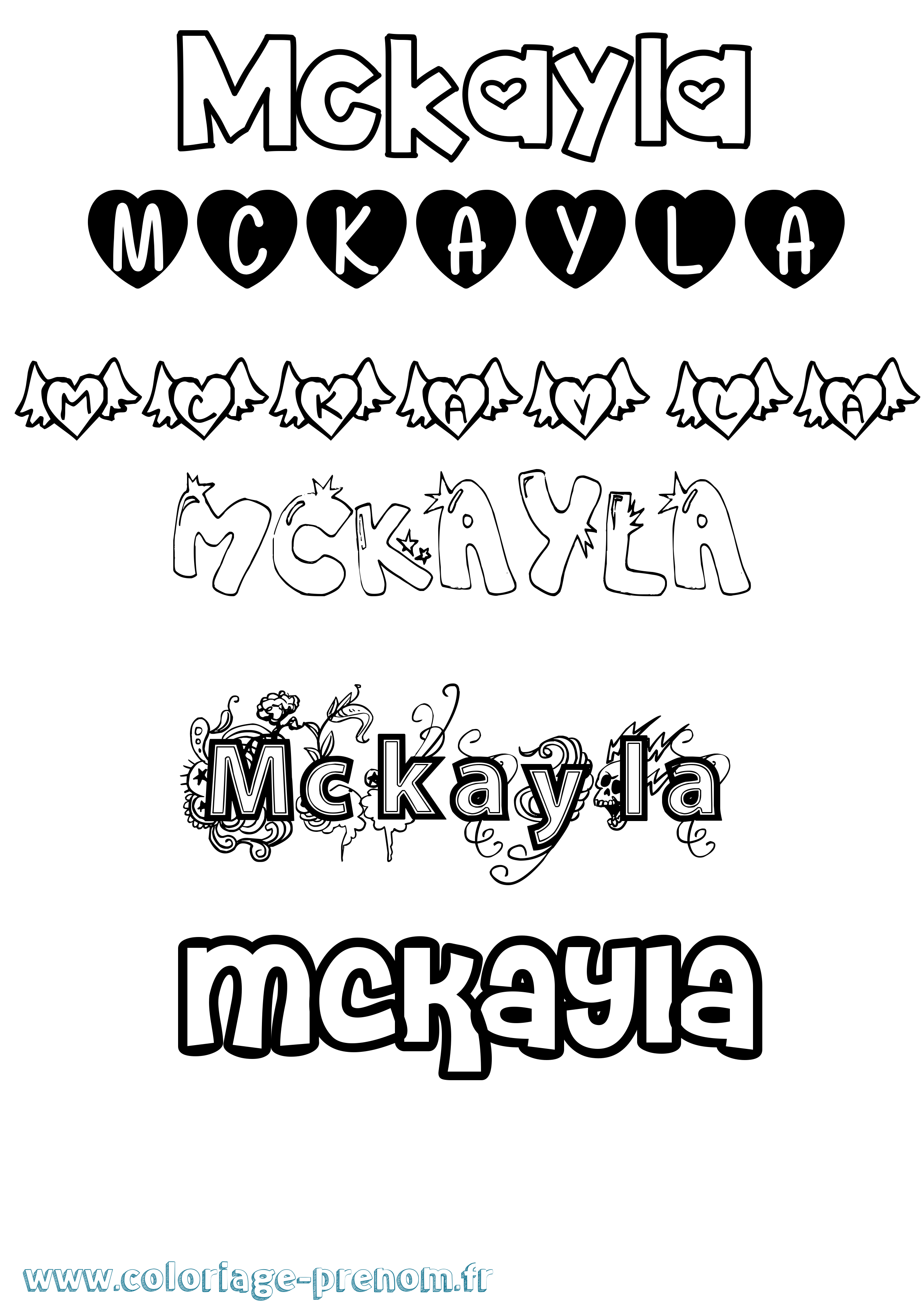 Coloriage prénom Mckayla Girly