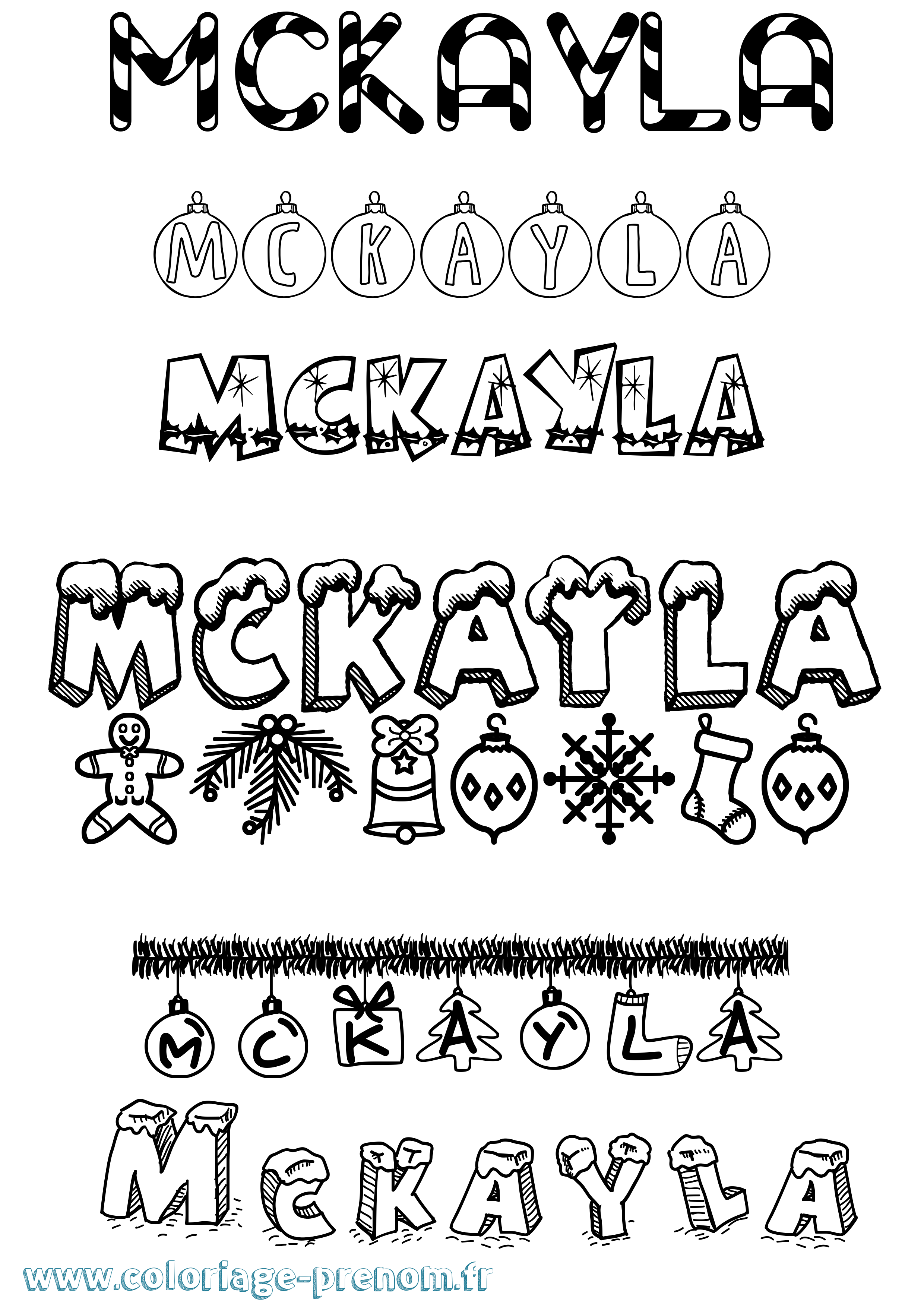 Coloriage prénom Mckayla Noël
