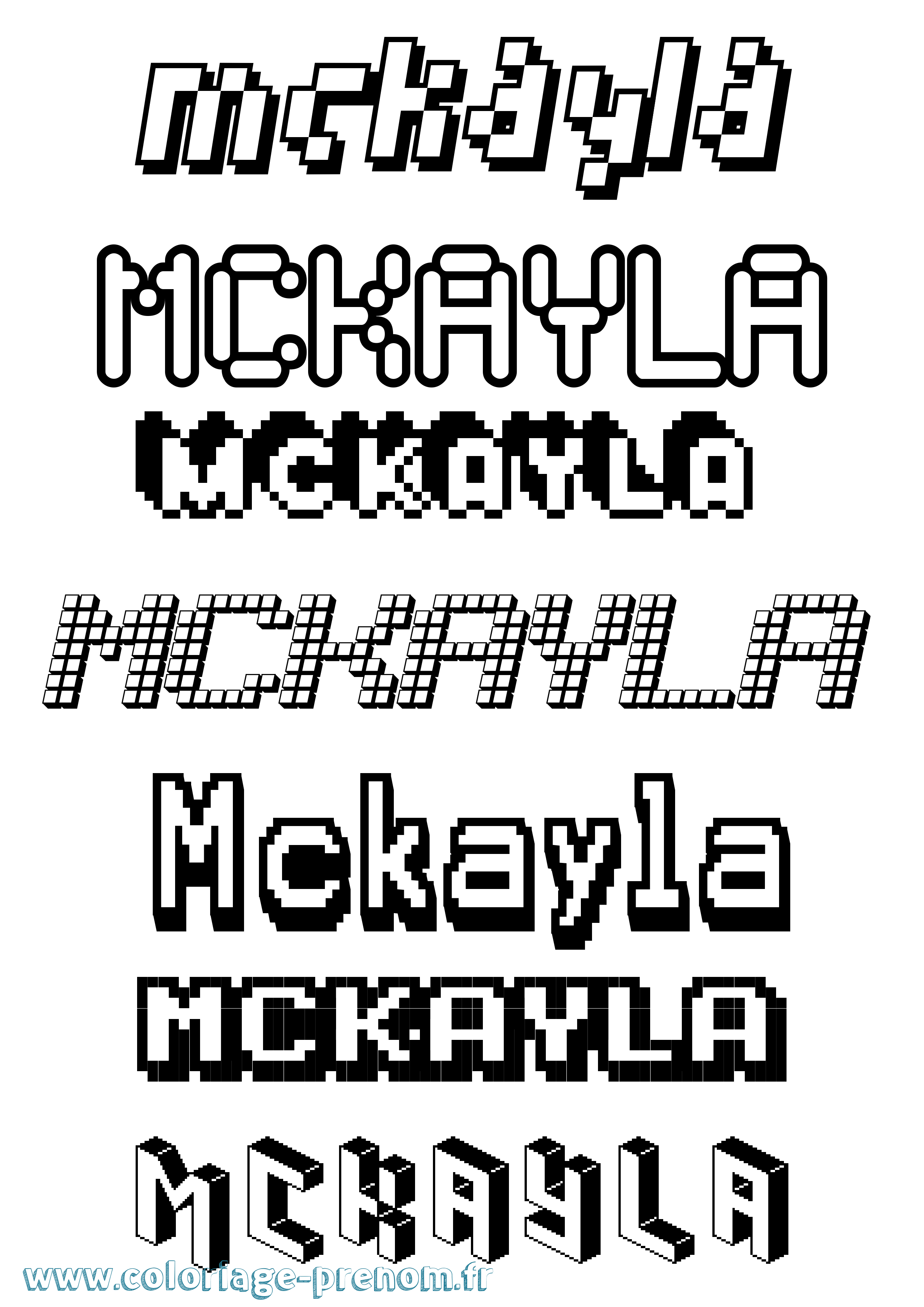 Coloriage prénom Mckayla Pixel