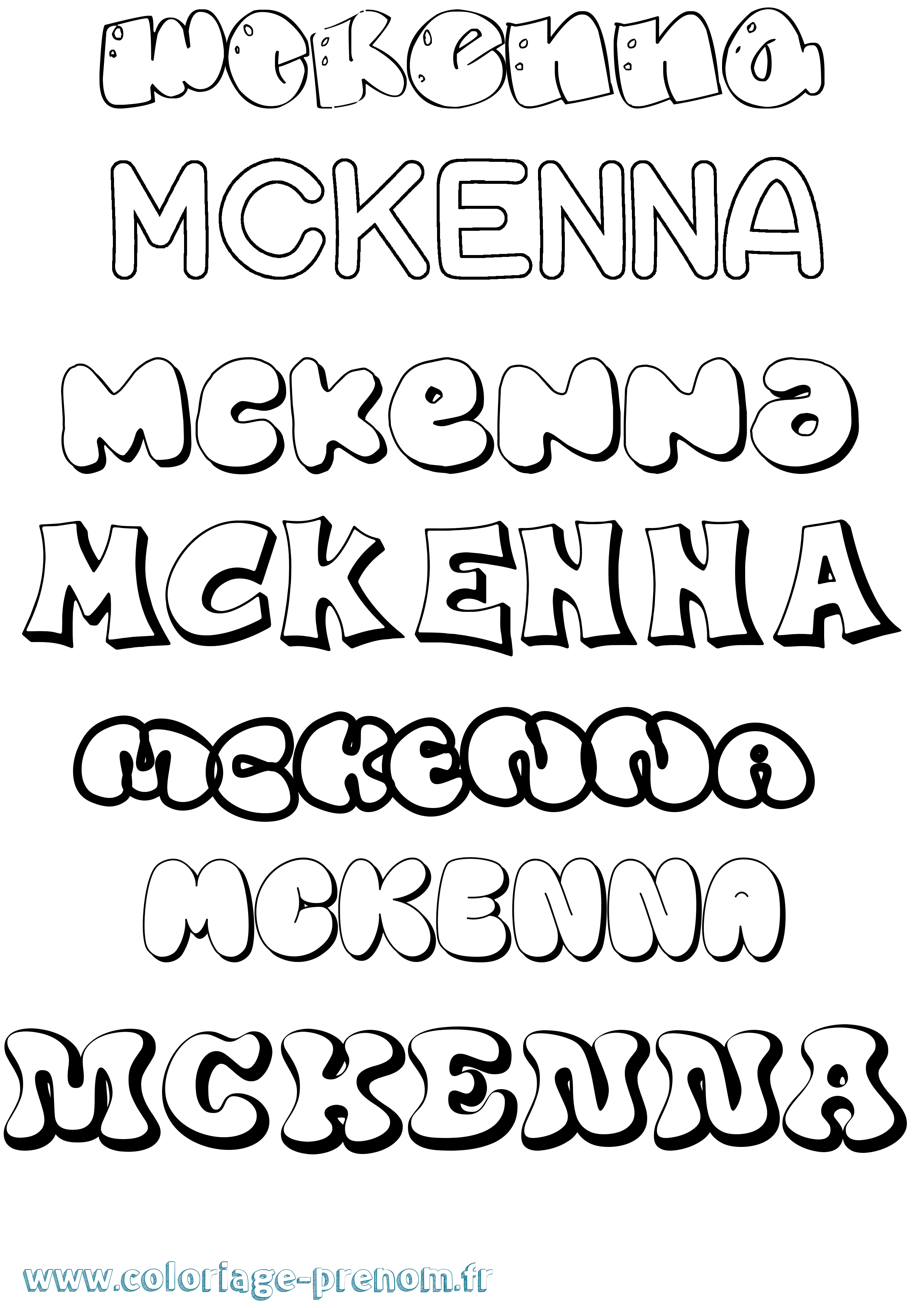 Coloriage prénom Mckenna Bubble
