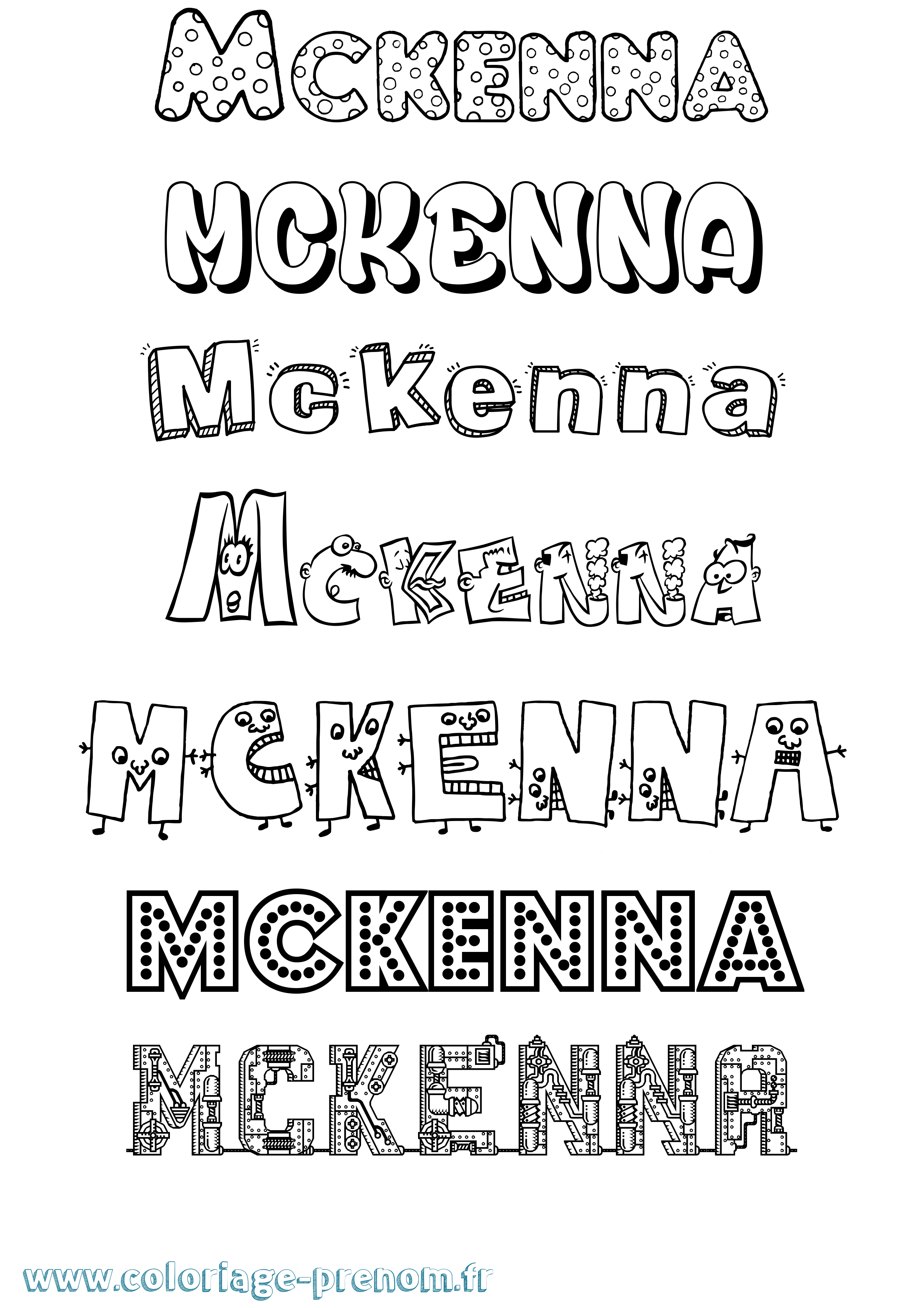Coloriage prénom Mckenna Fun