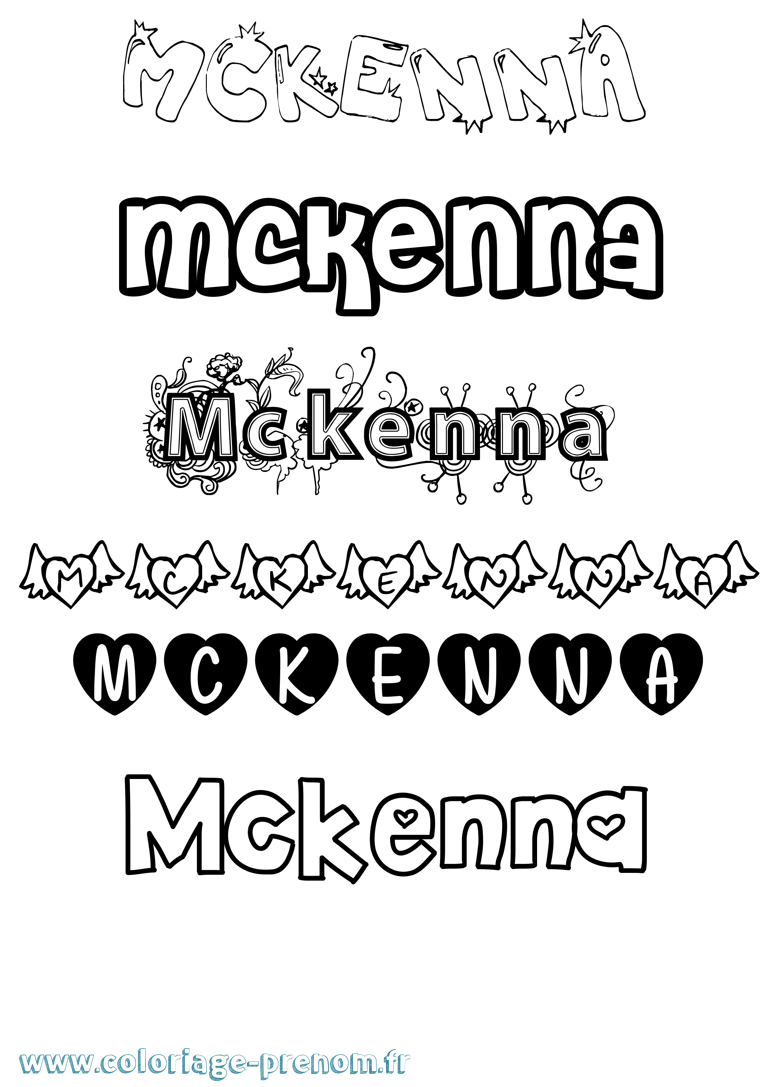 Coloriage prénom Mckenna Girly