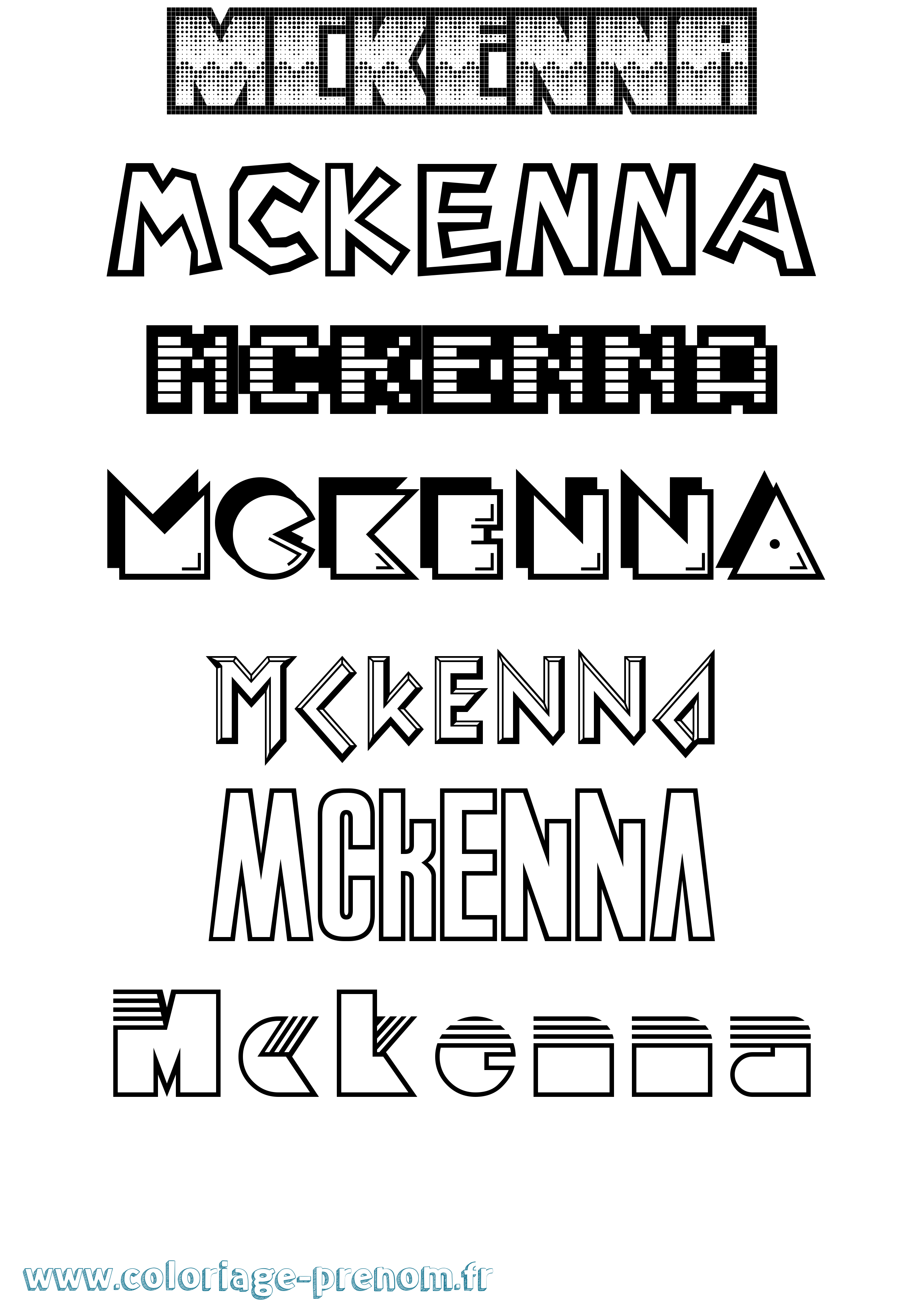 Coloriage prénom Mckenna Jeux Vidéos