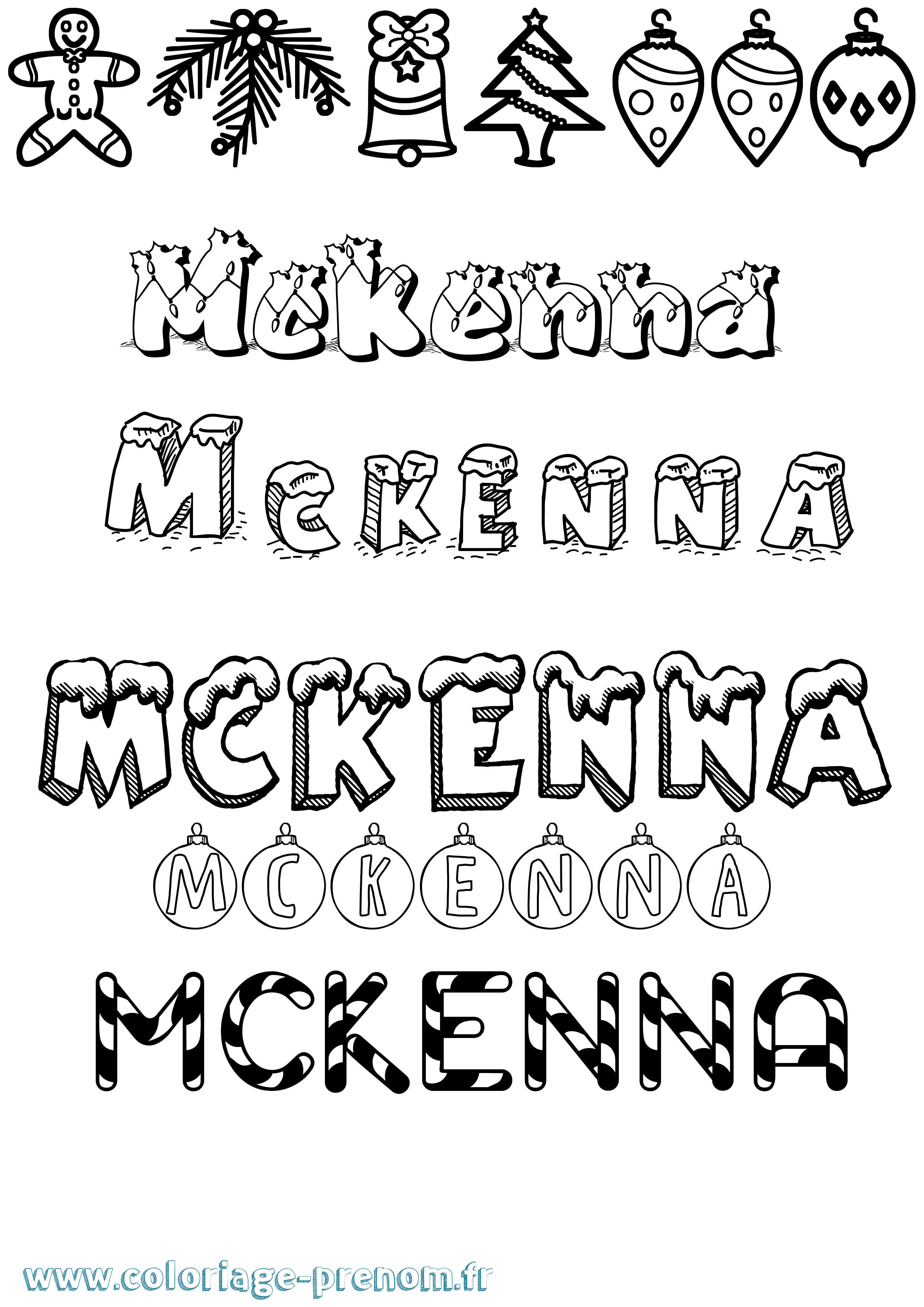 Coloriage prénom Mckenna Noël