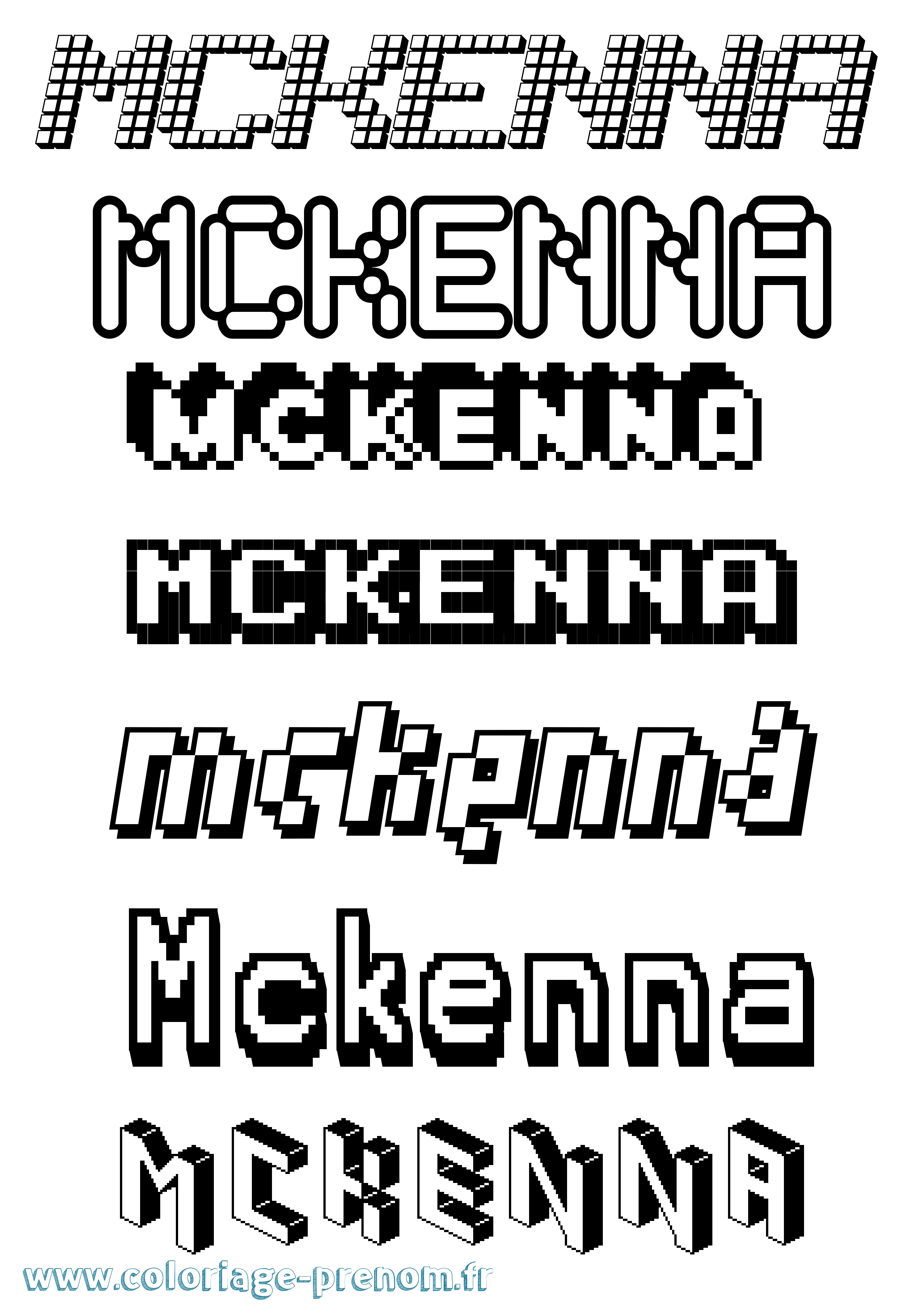 Coloriage prénom Mckenna Pixel