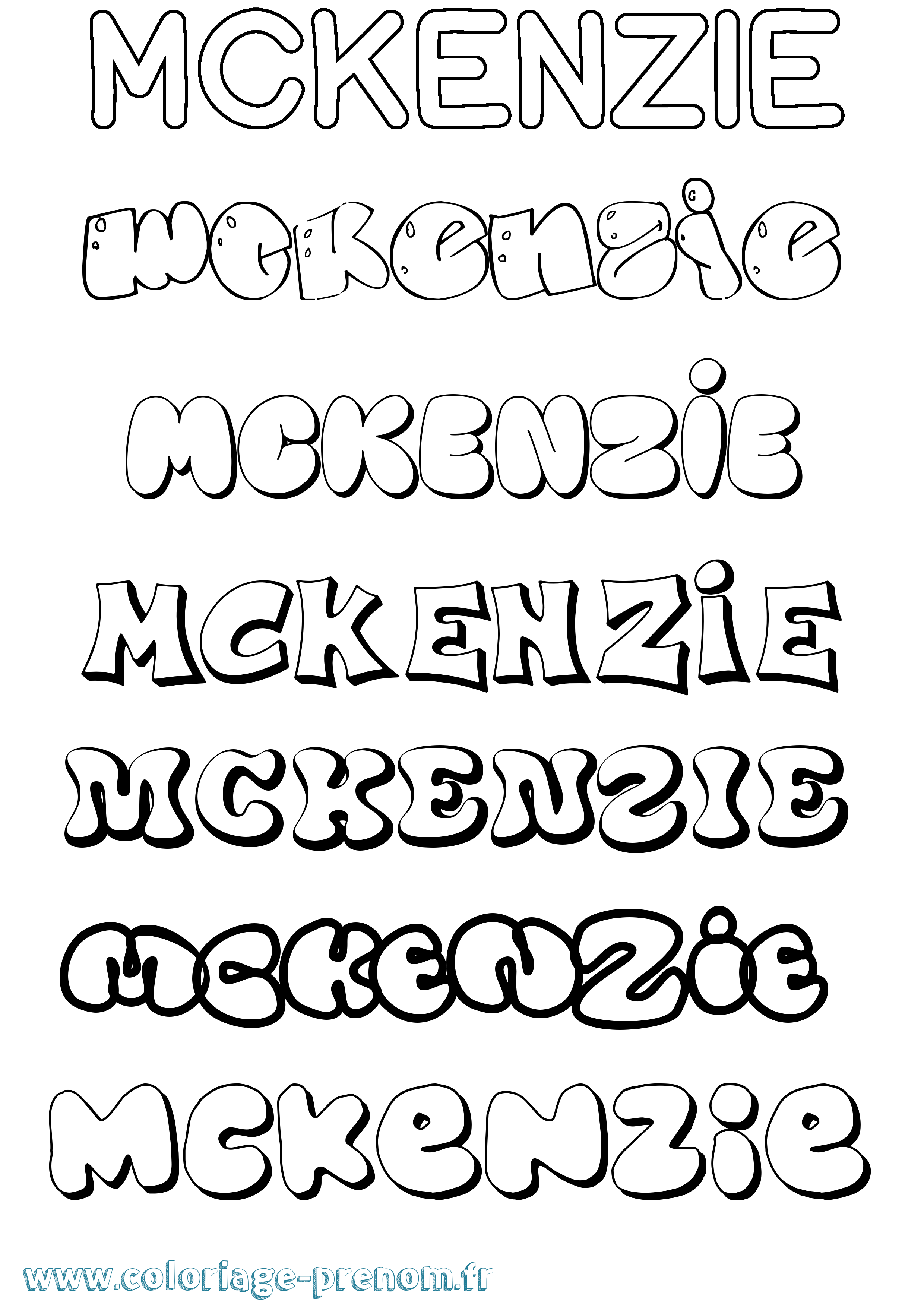 Coloriage prénom Mckenzie Bubble