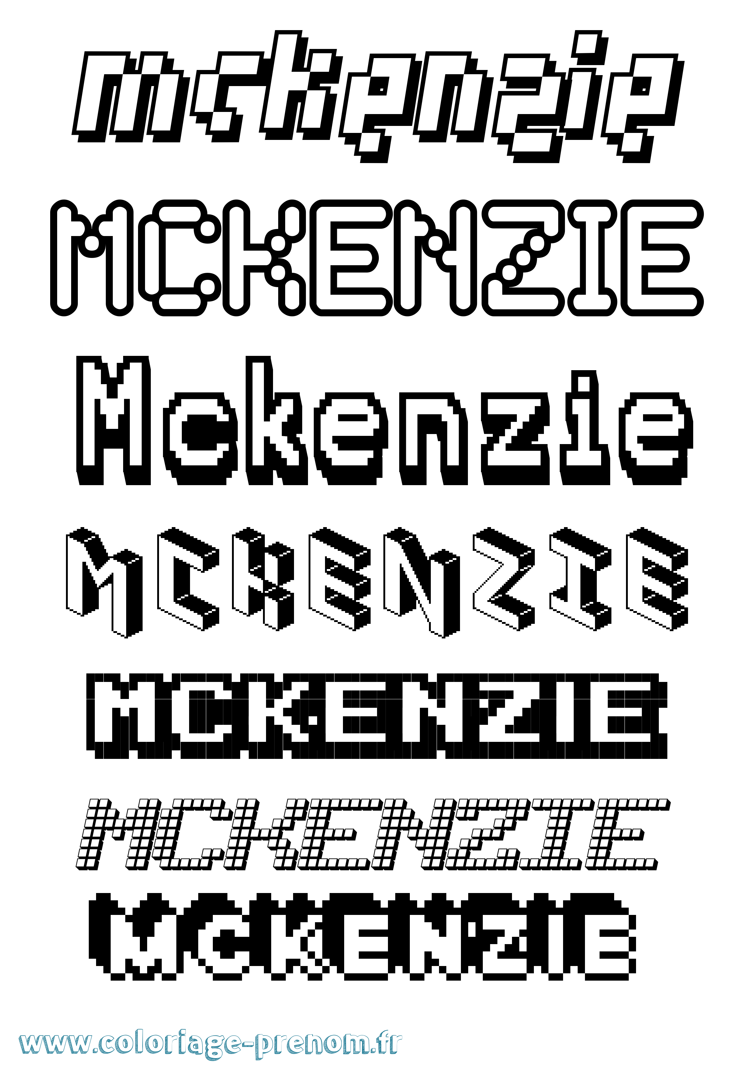 Coloriage prénom Mckenzie Pixel
