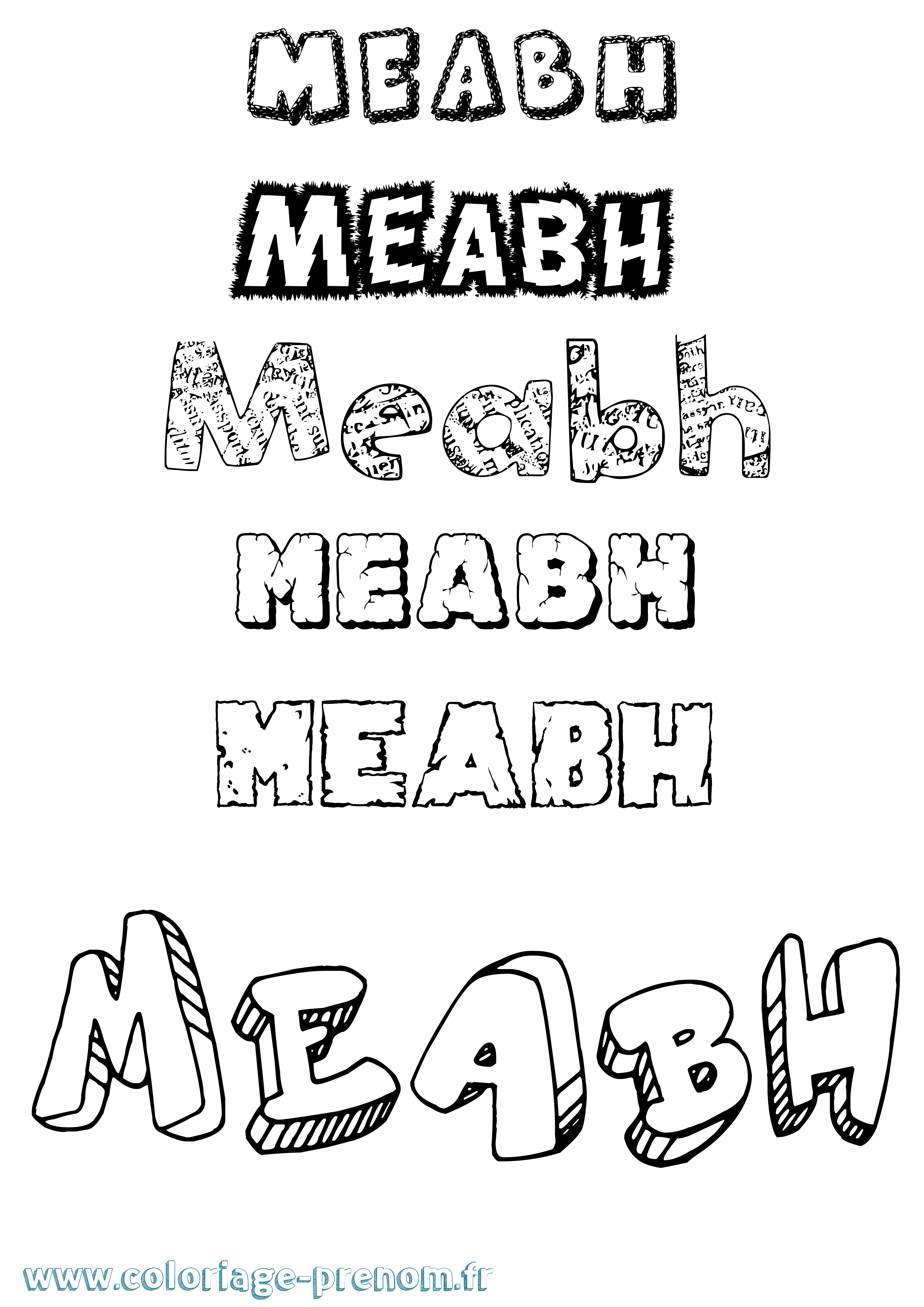 Coloriage prénom Méabh Destructuré
