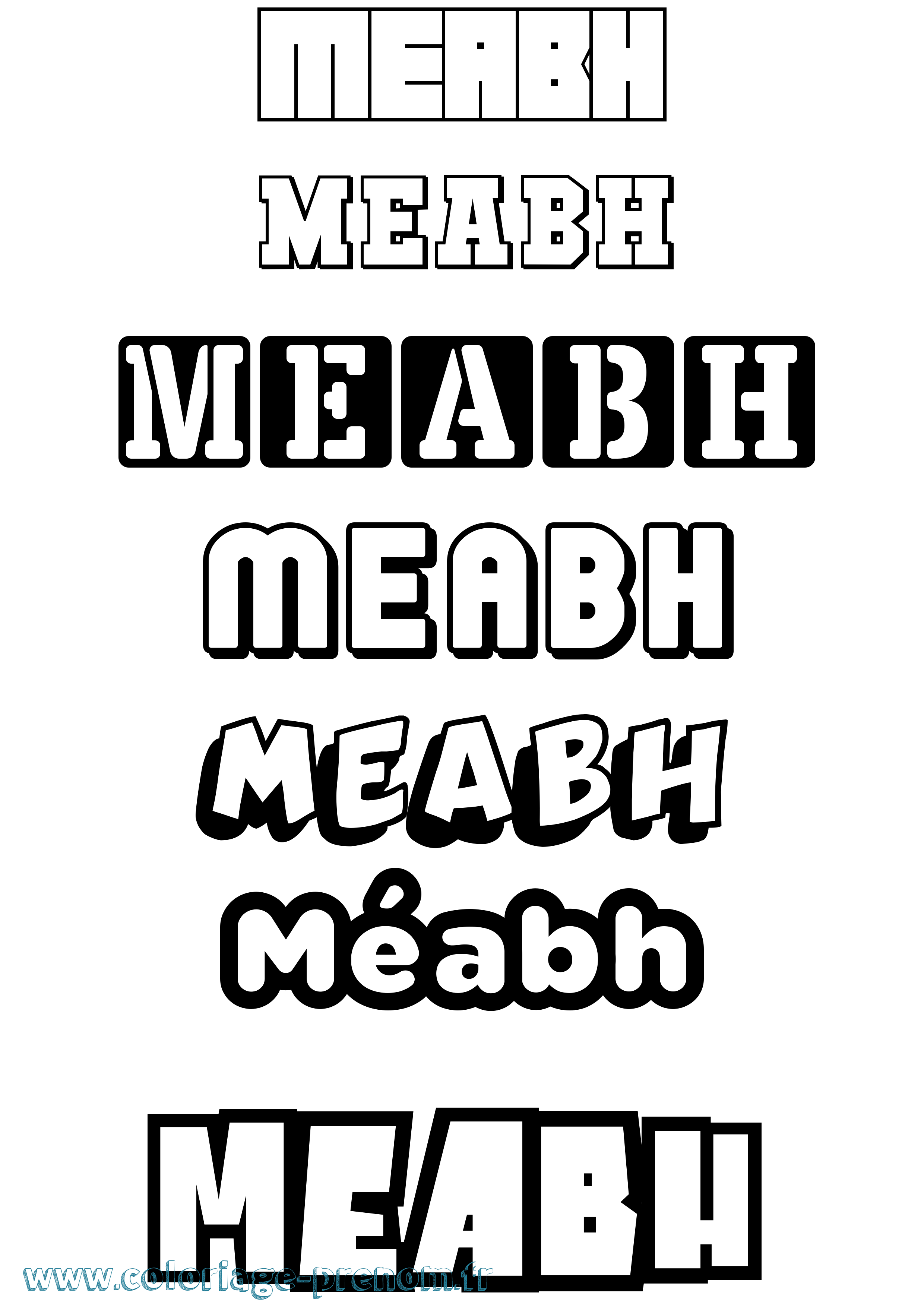 Coloriage prénom Méabh Simple