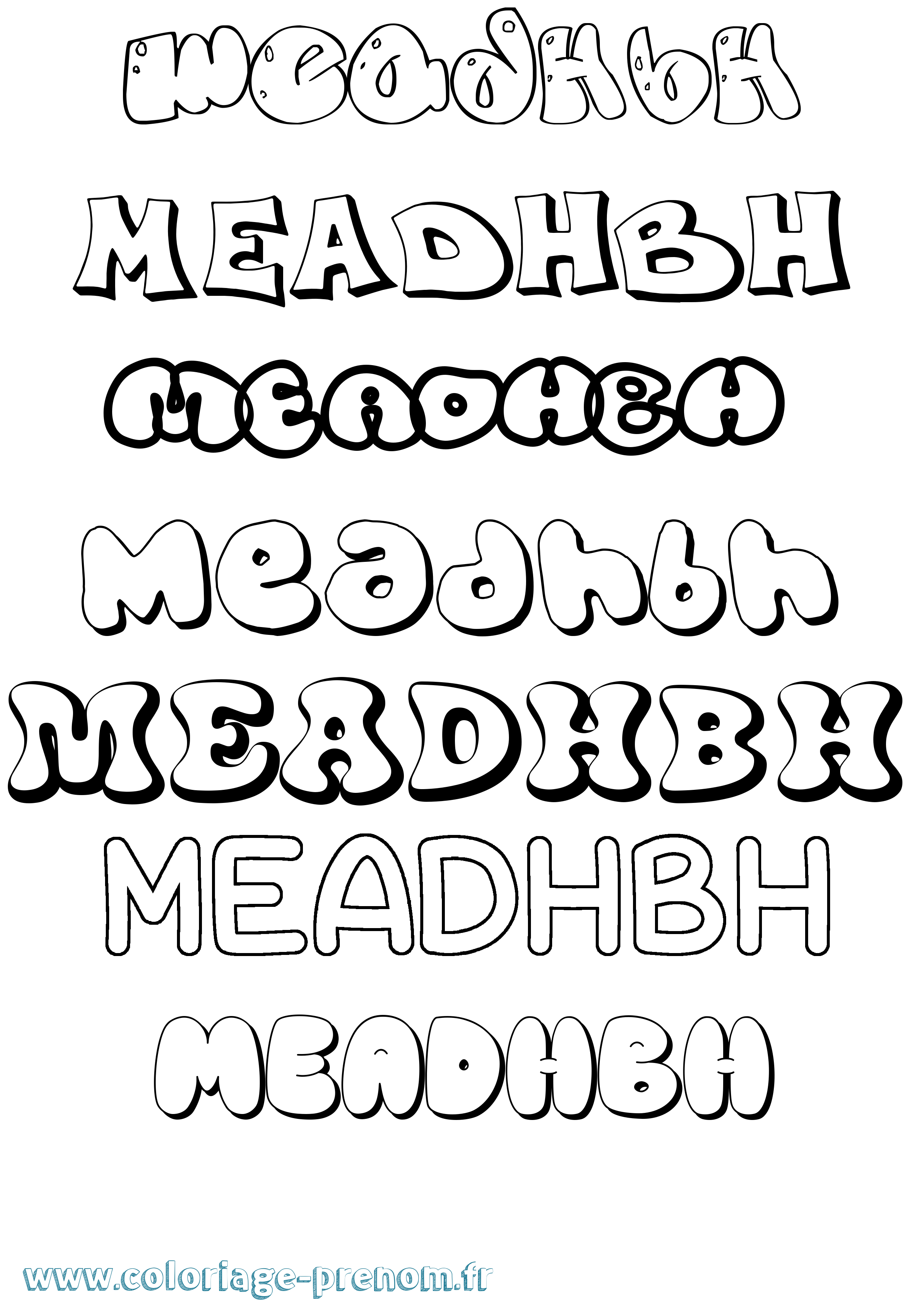 Coloriage prénom Meadhbh Bubble