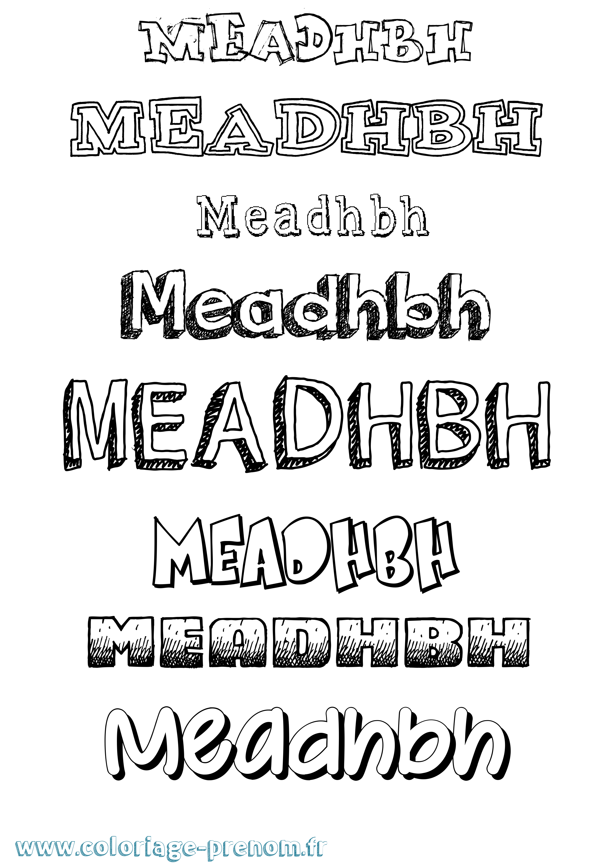Coloriage prénom Meadhbh Dessiné