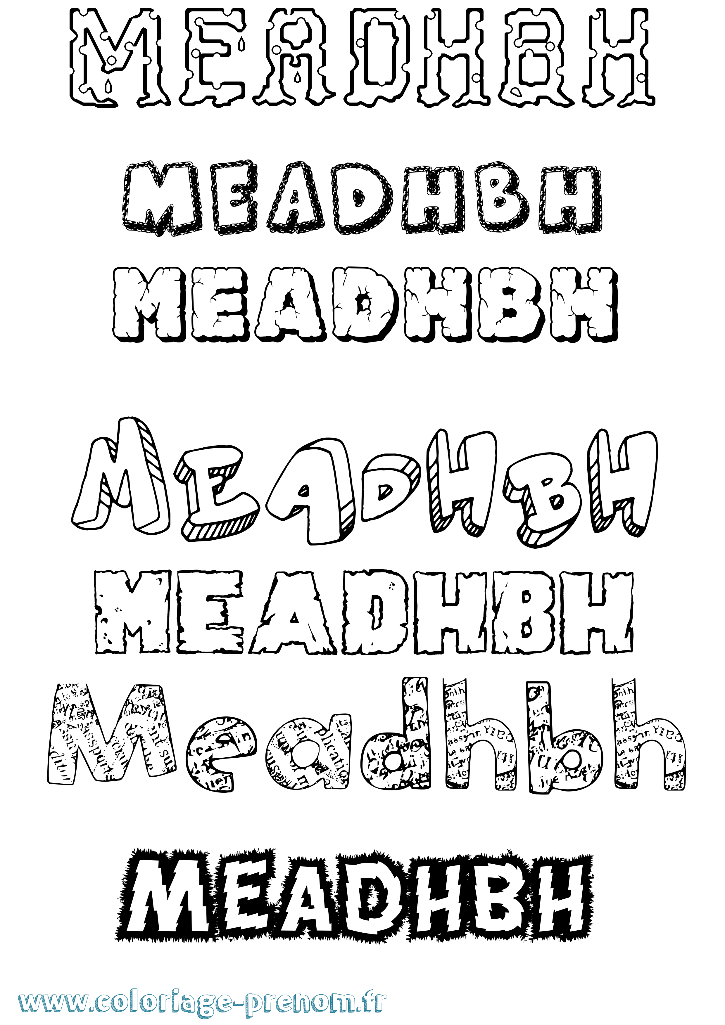 Coloriage prénom Meadhbh Destructuré