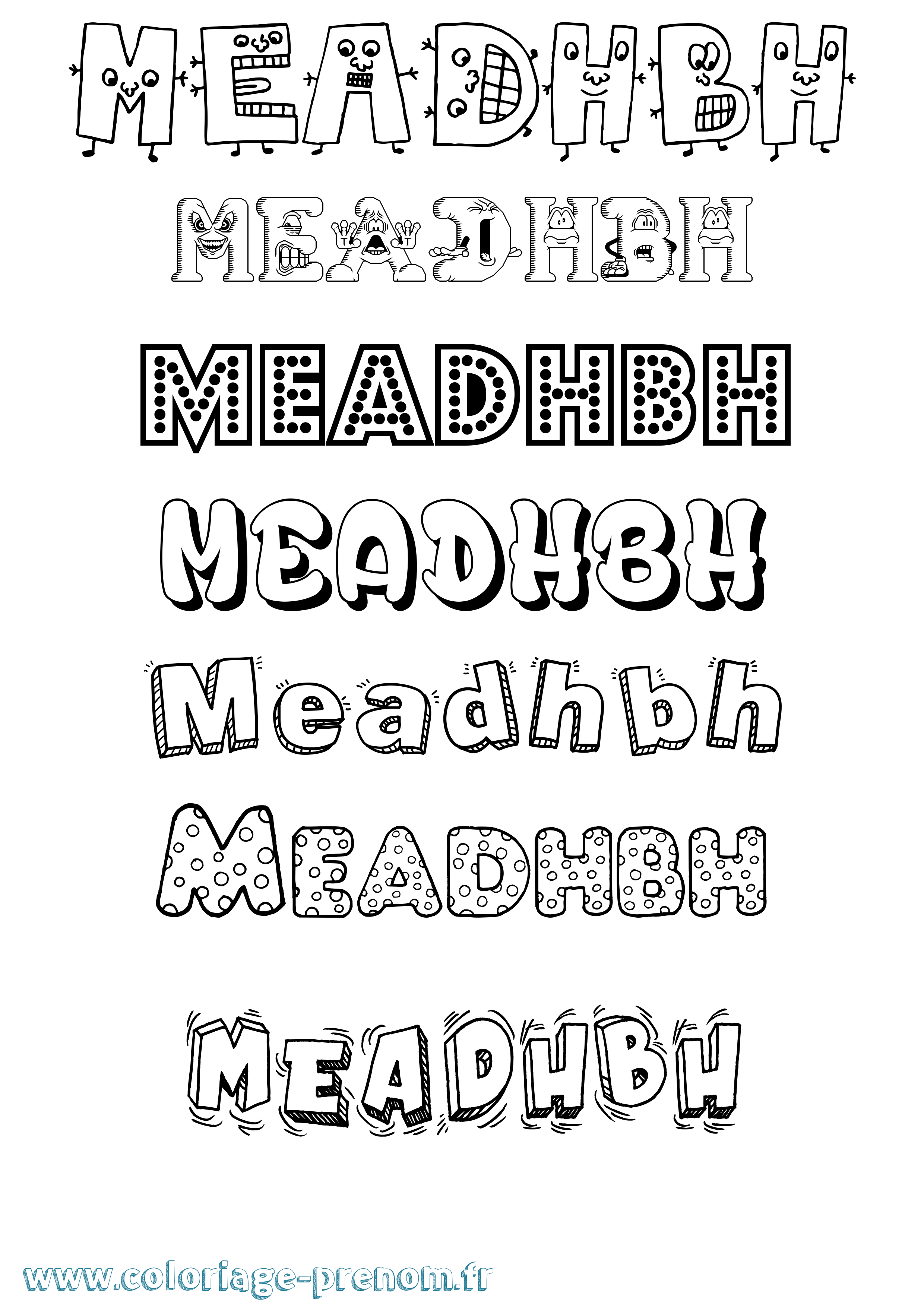 Coloriage prénom Meadhbh Fun