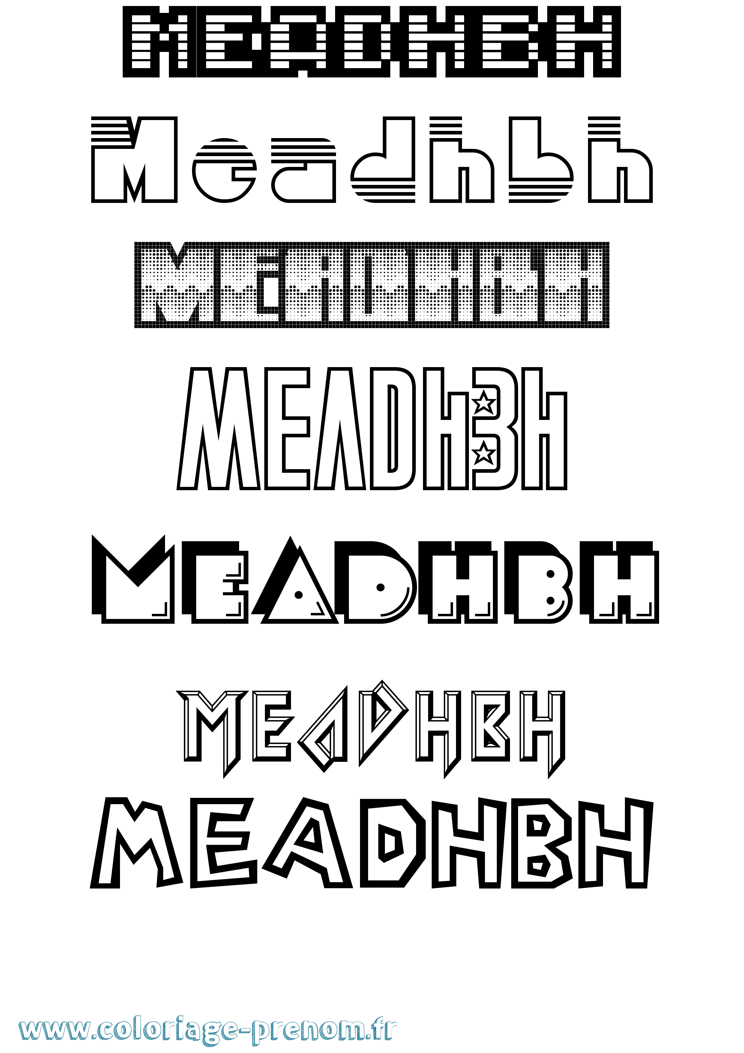 Coloriage prénom Meadhbh Jeux Vidéos
