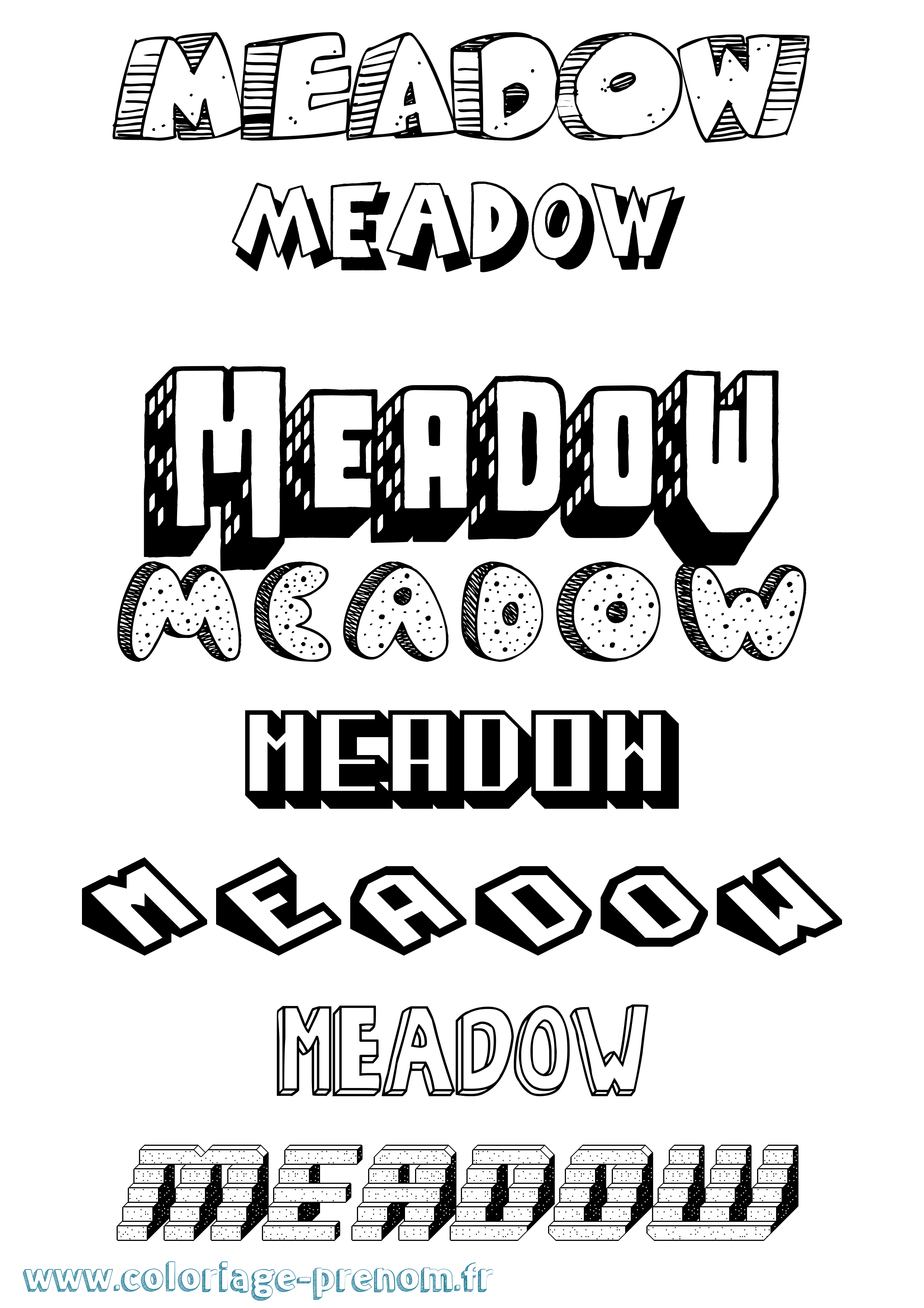 Coloriage prénom Meadow Effet 3D