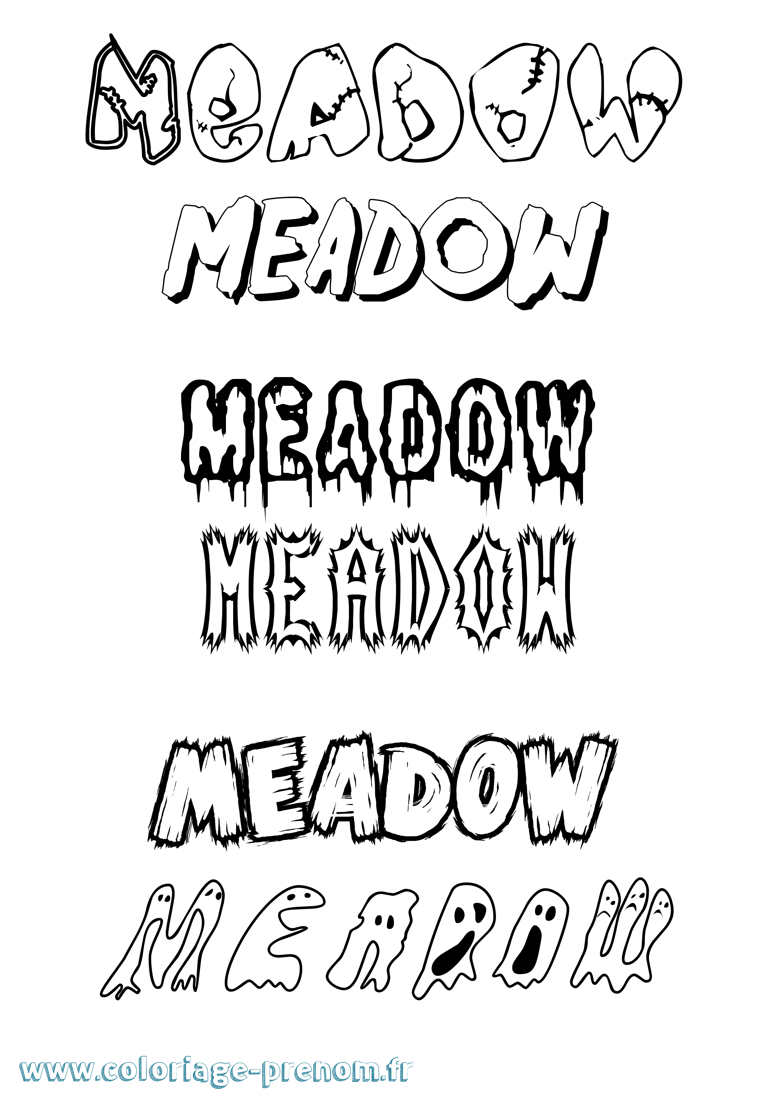 Coloriage prénom Meadow Frisson