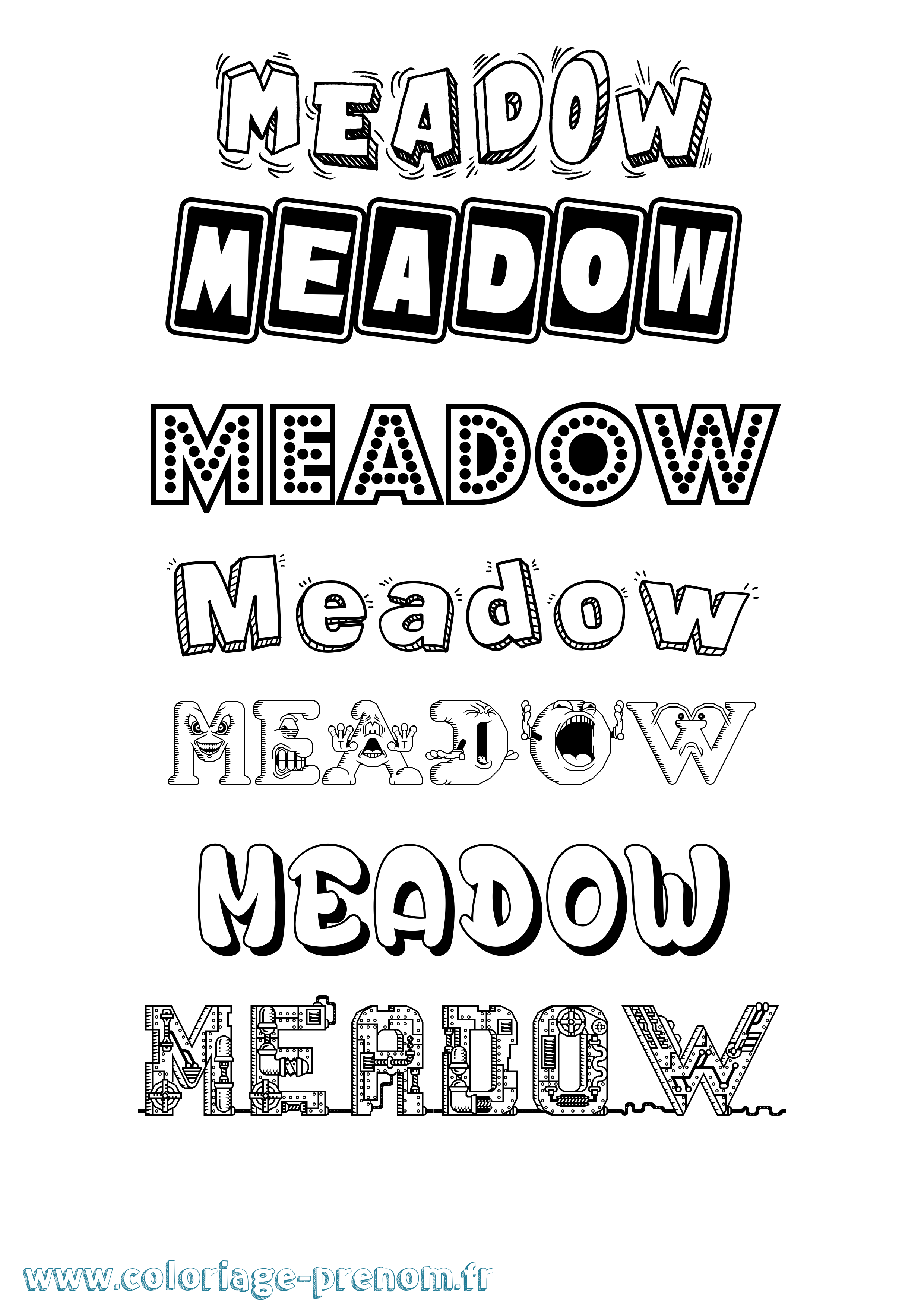 Coloriage prénom Meadow Fun