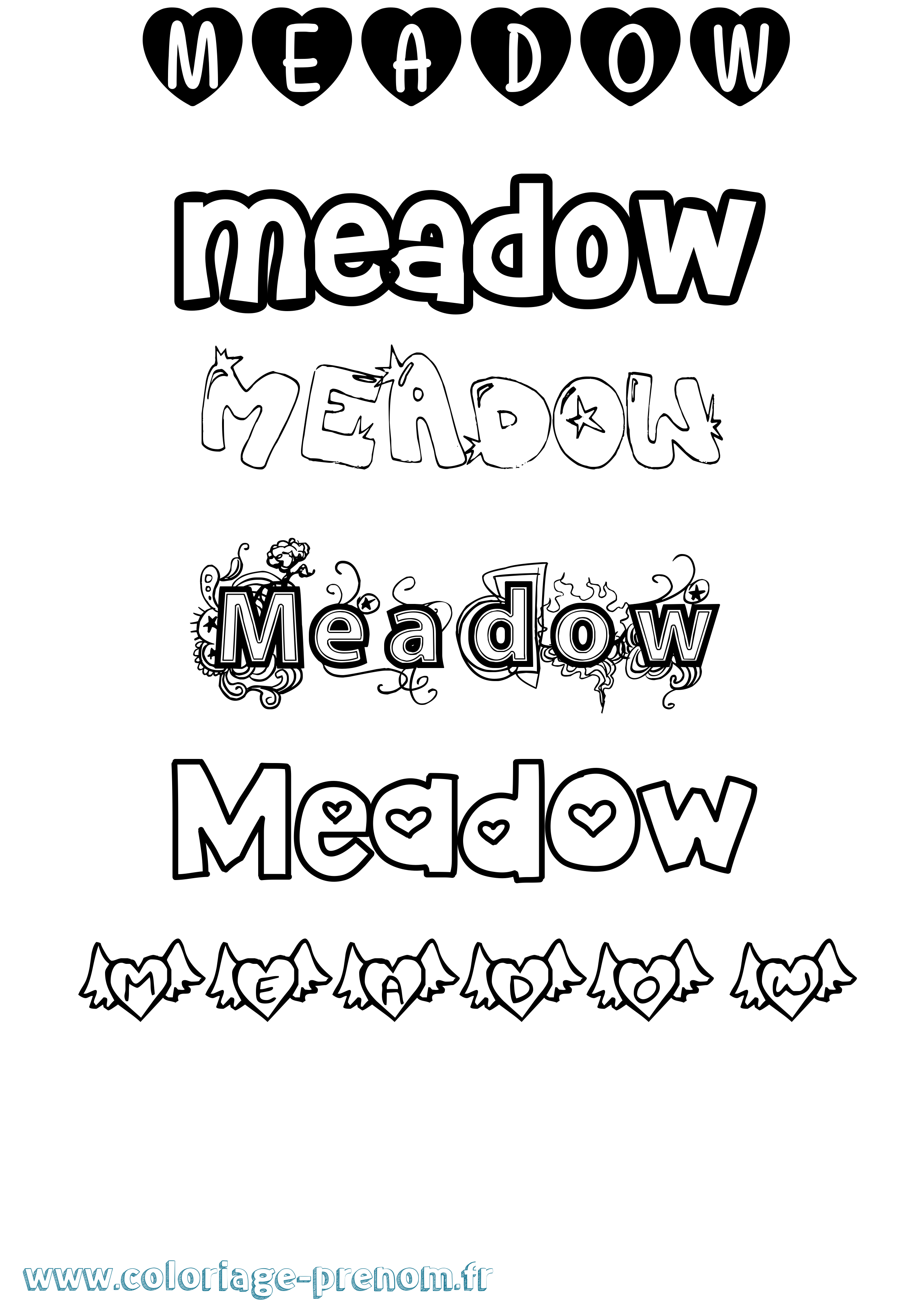 Coloriage prénom Meadow Girly