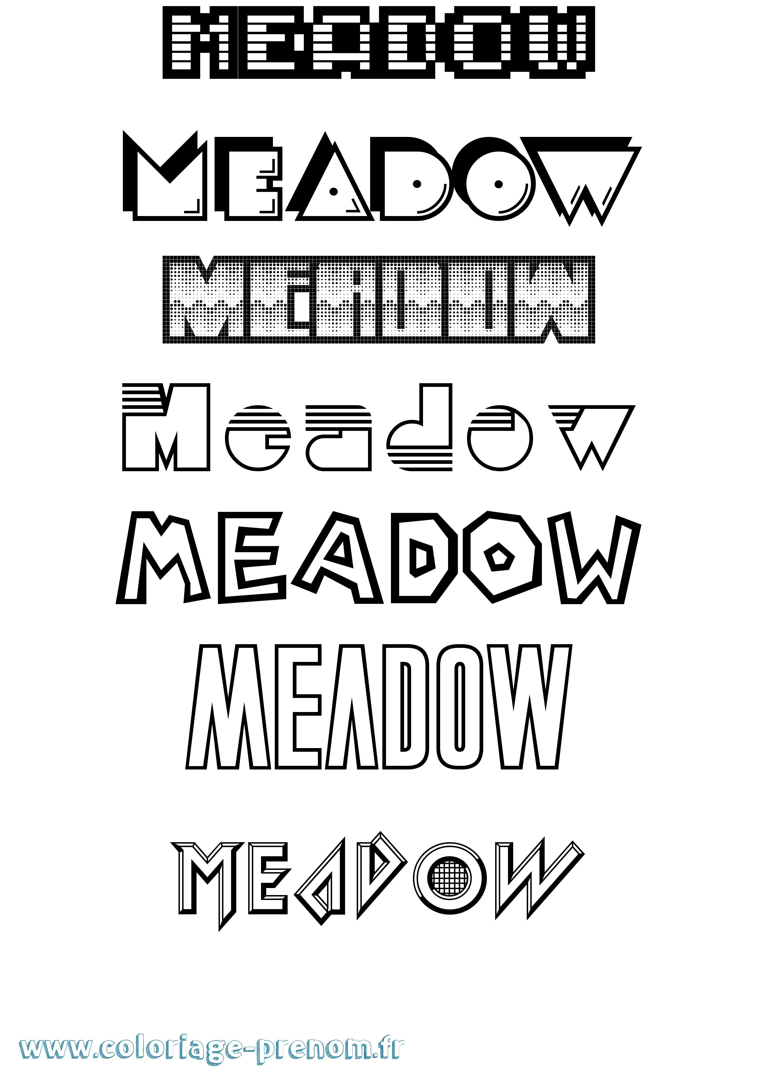 Coloriage prénom Meadow Jeux Vidéos