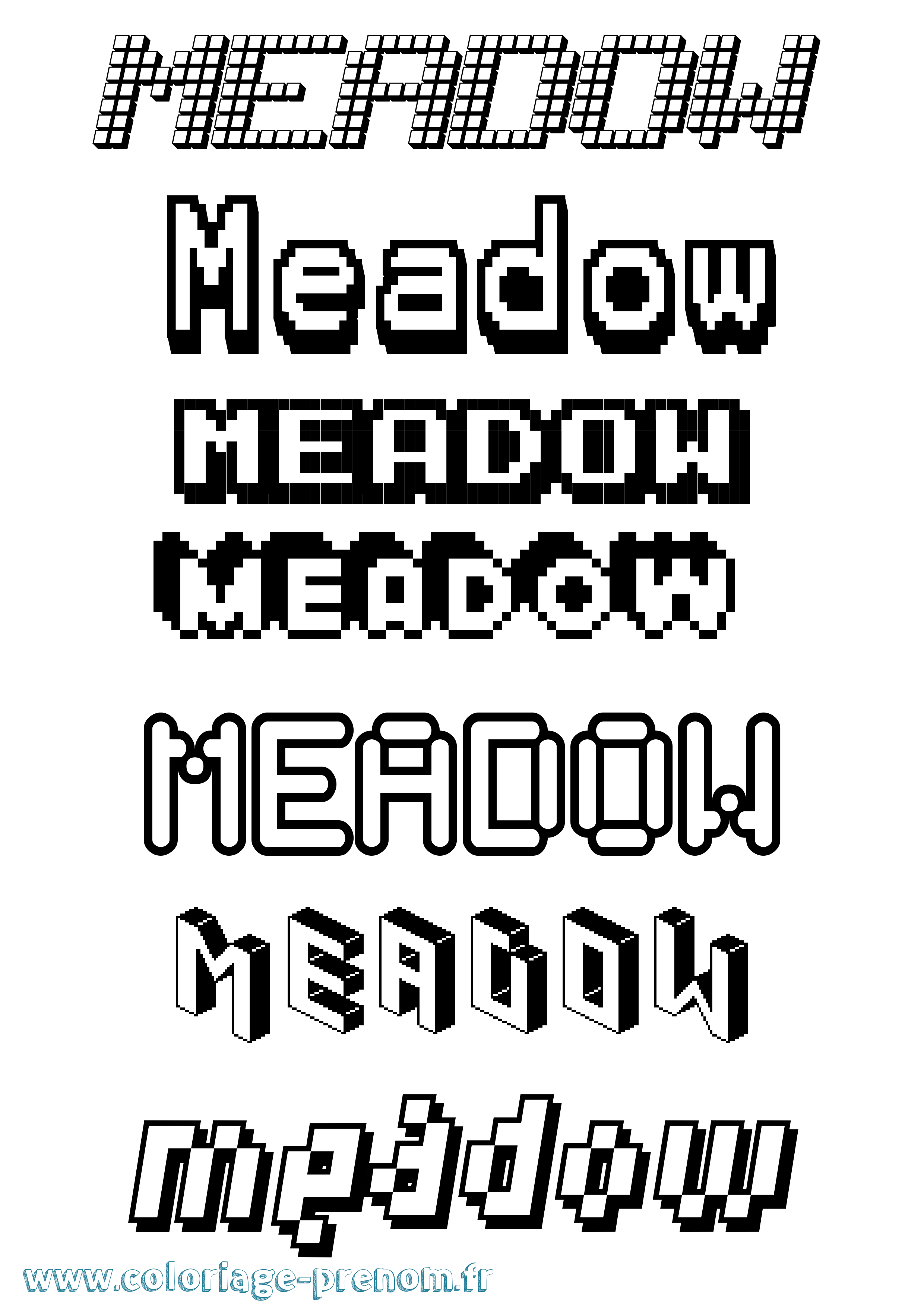 Coloriage prénom Meadow Pixel