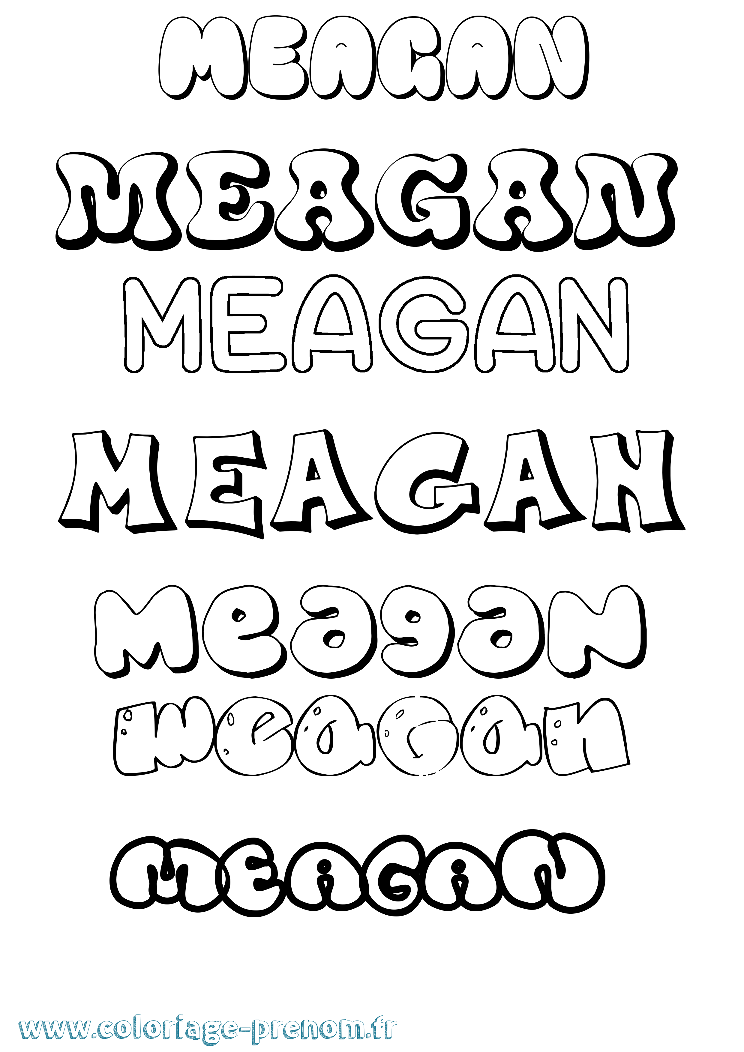 Coloriage prénom Meagan Bubble