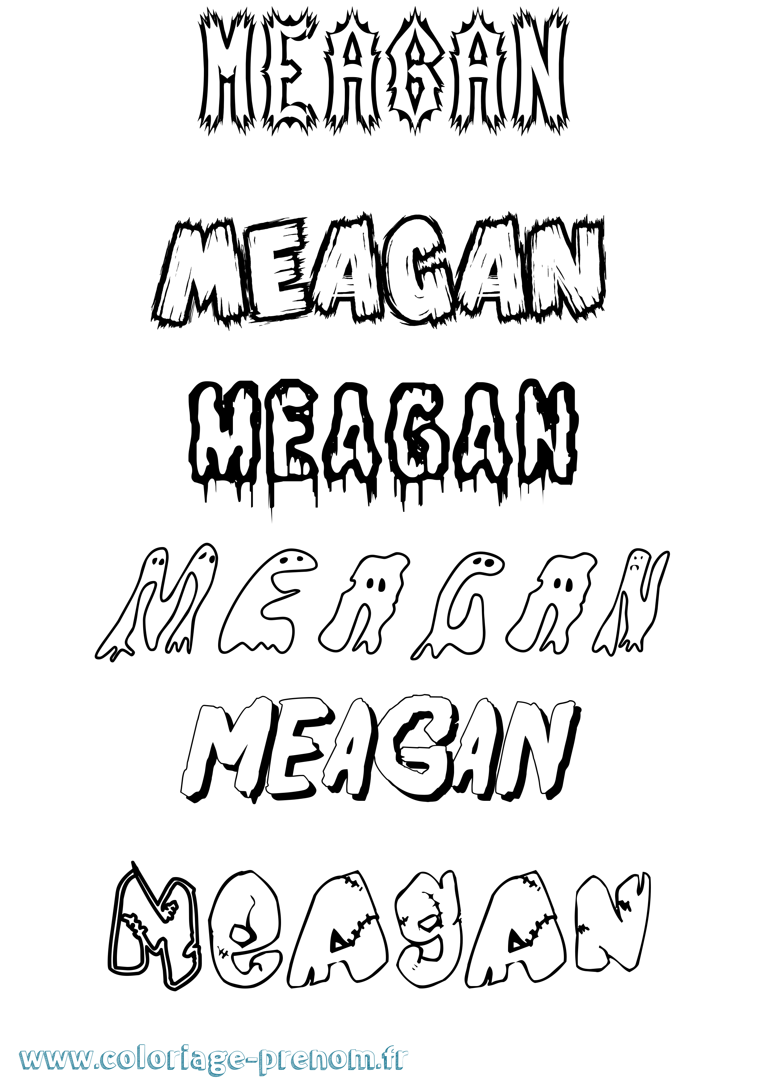 Coloriage prénom Meagan Frisson