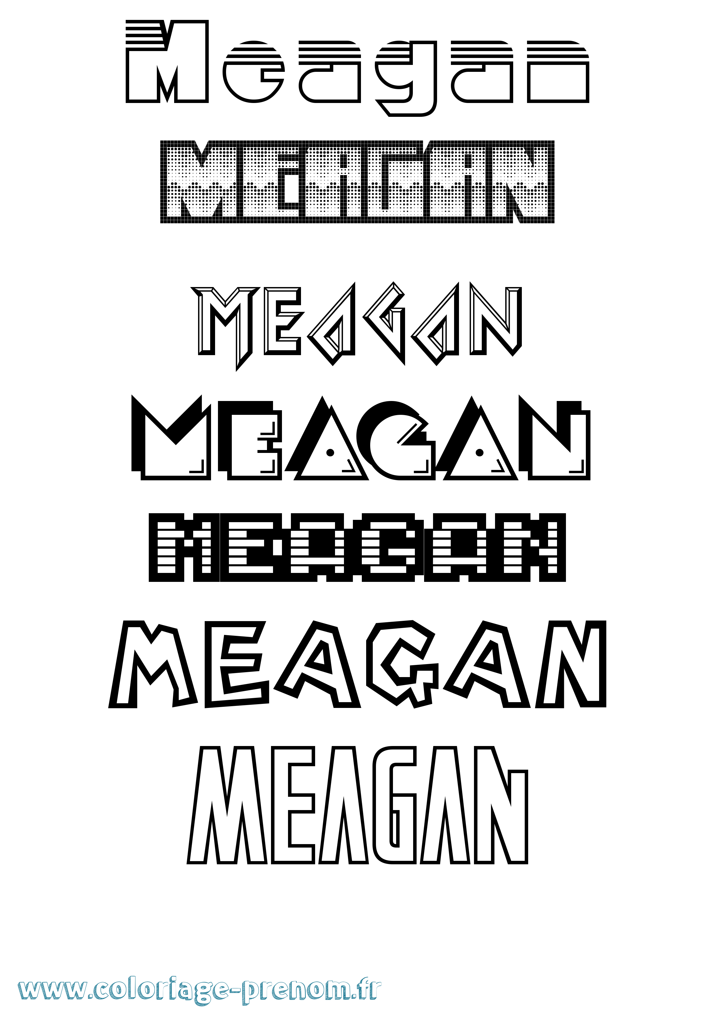 Coloriage prénom Meagan Jeux Vidéos