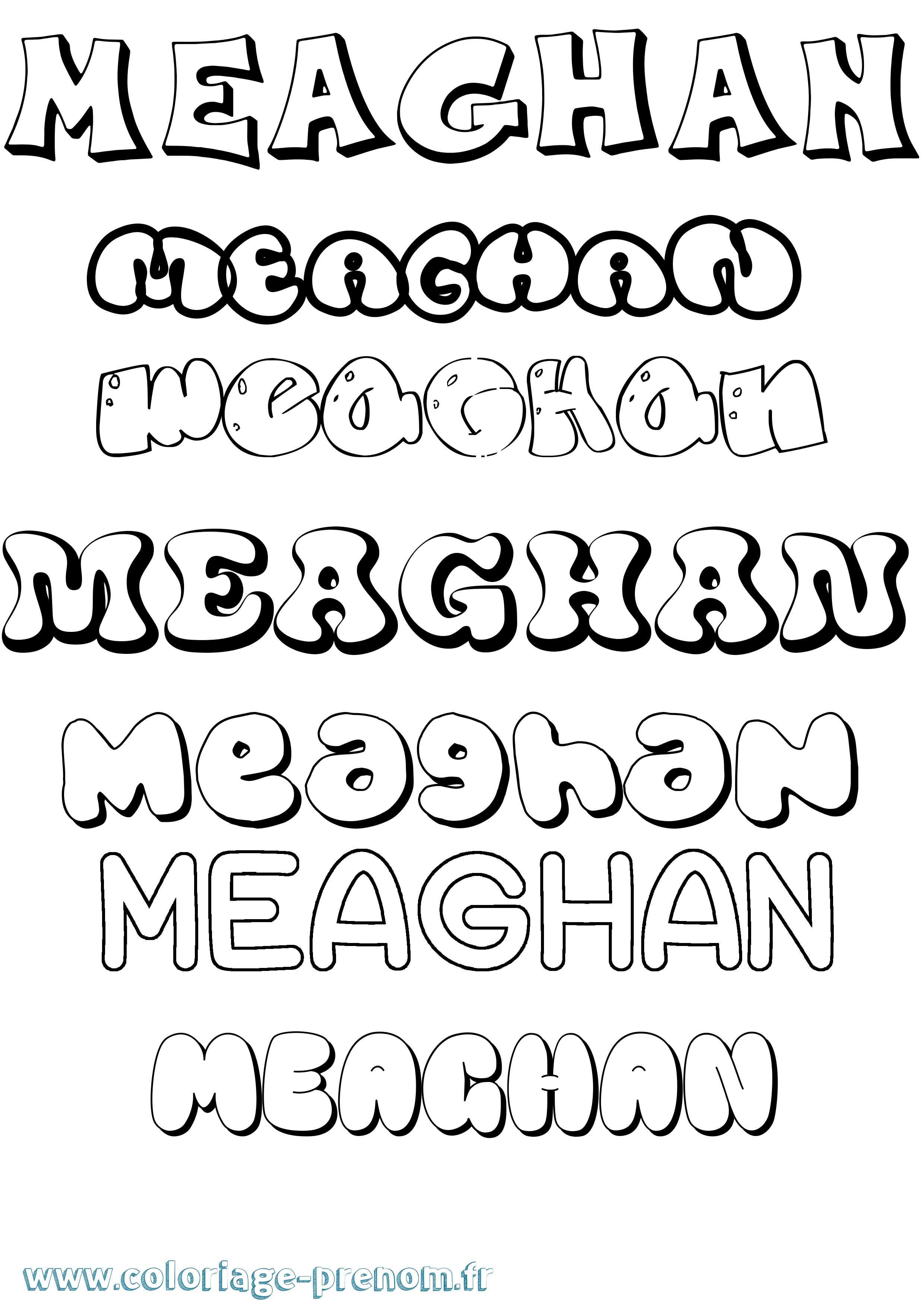Coloriage prénom Meaghan Bubble