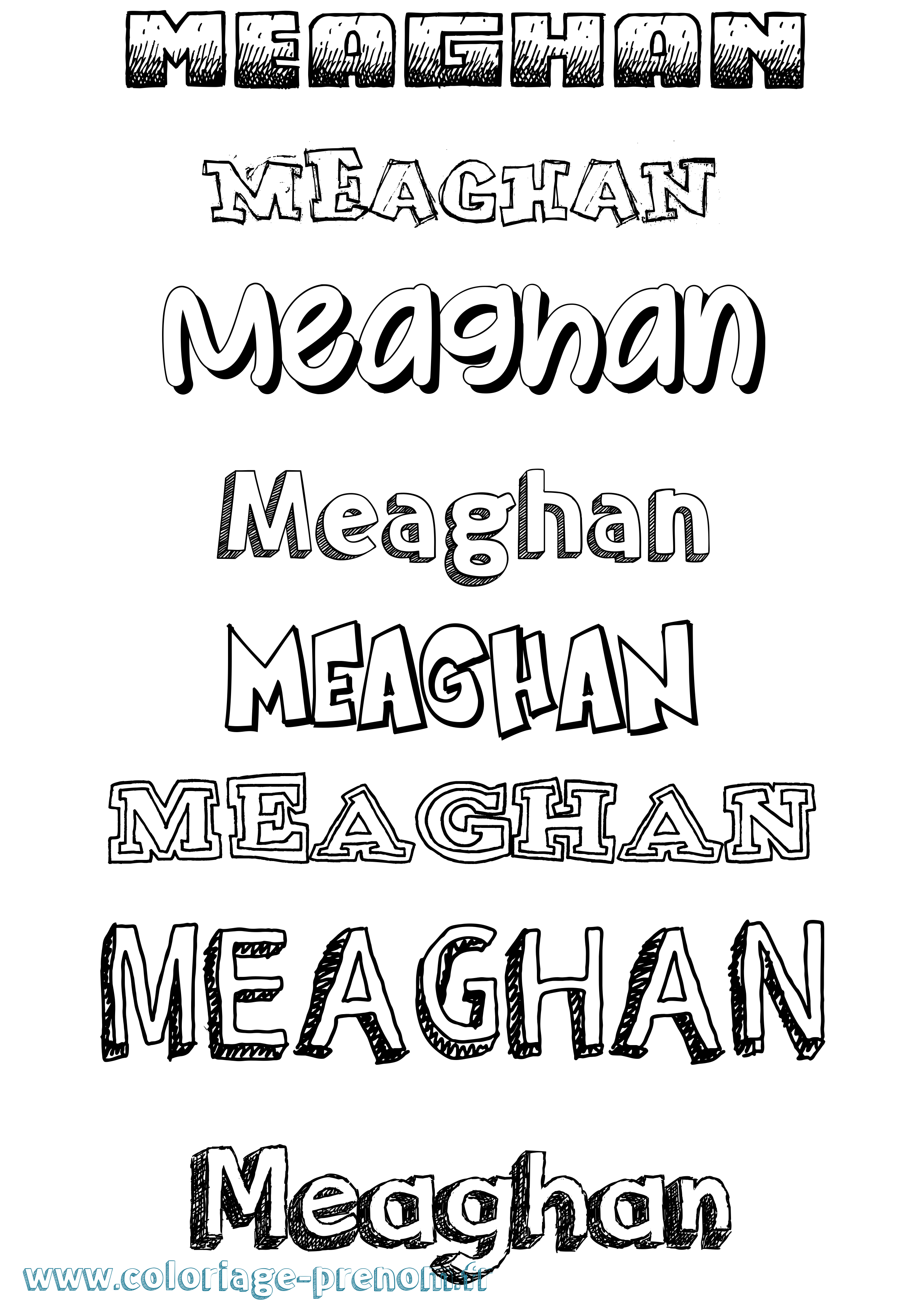 Coloriage prénom Meaghan Dessiné