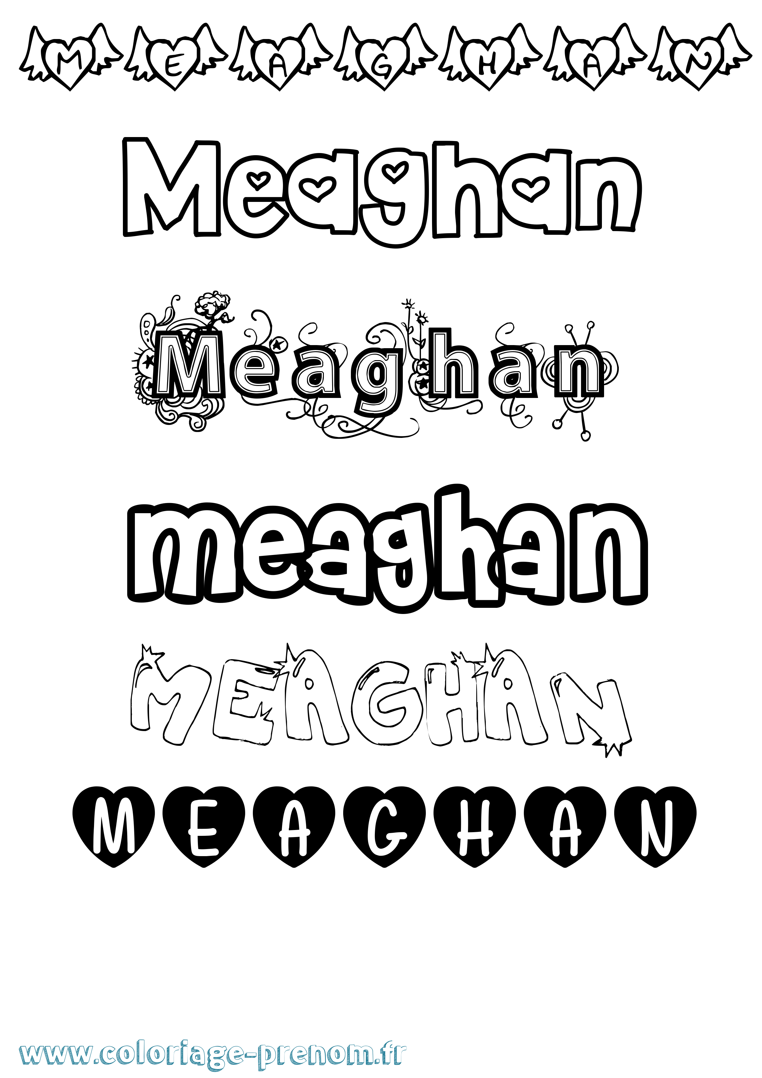 Coloriage prénom Meaghan Girly