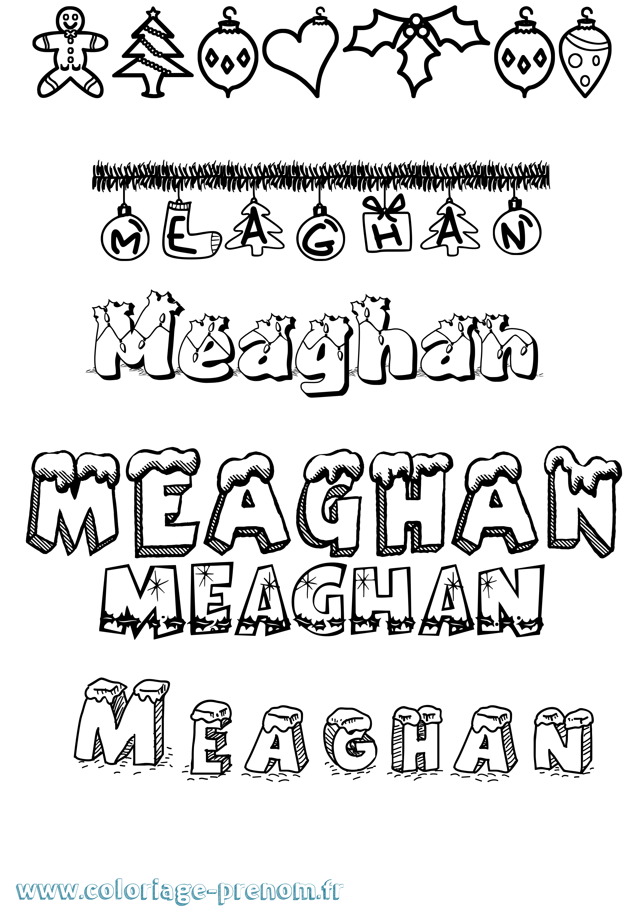 Coloriage prénom Meaghan Noël