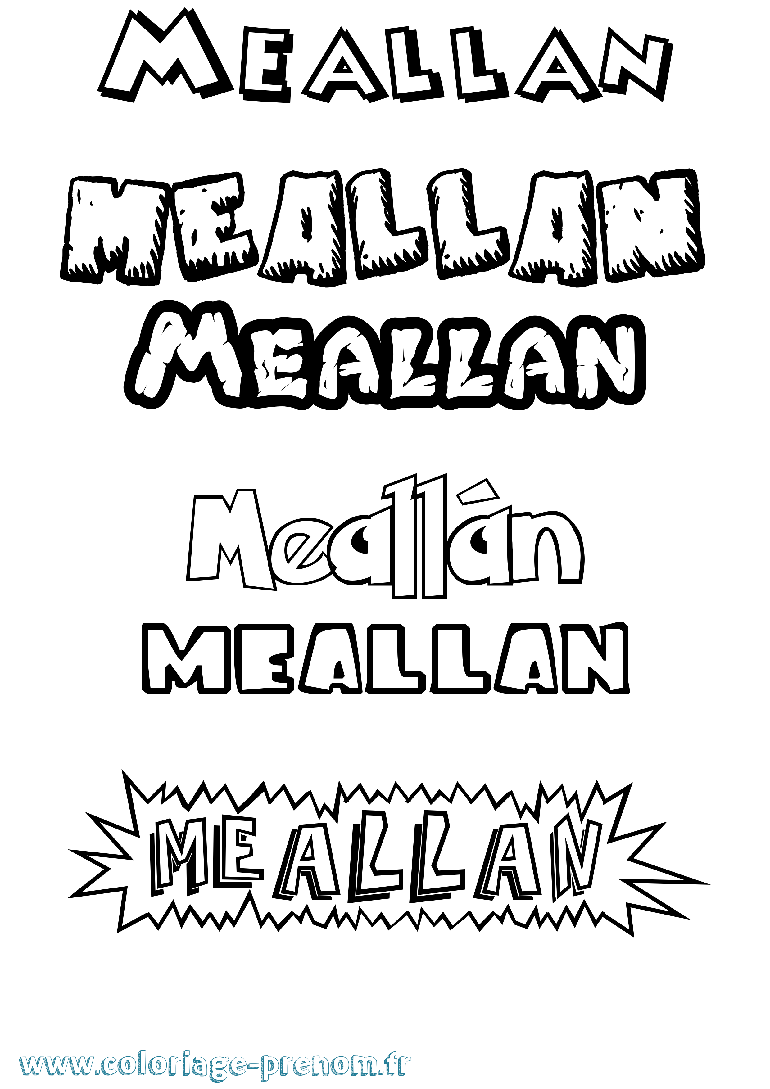 Coloriage prénom Meallán Dessin Animé