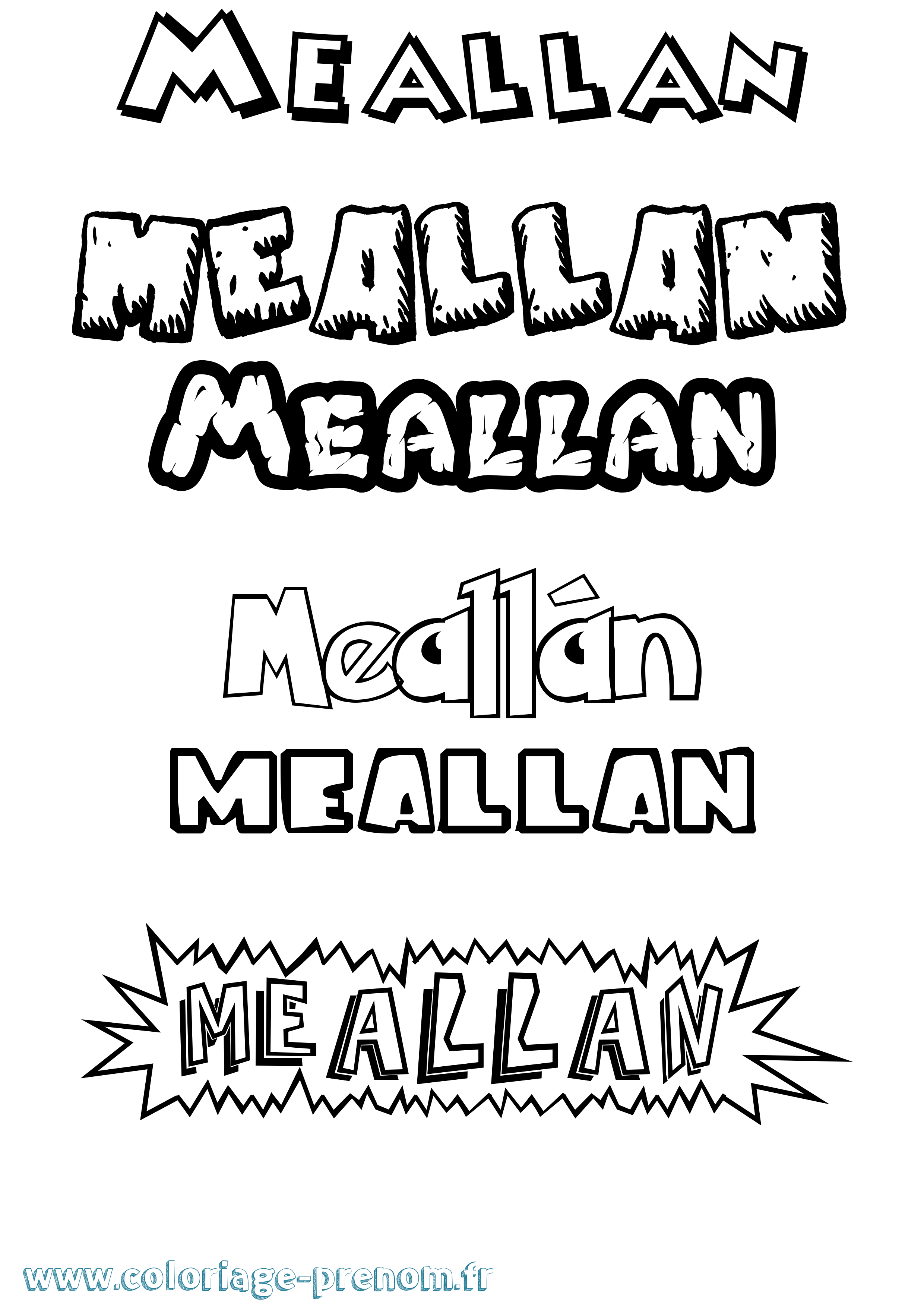 Coloriage Meallán Dessin Animé Coloriage prénom Meallán Dessin Animé