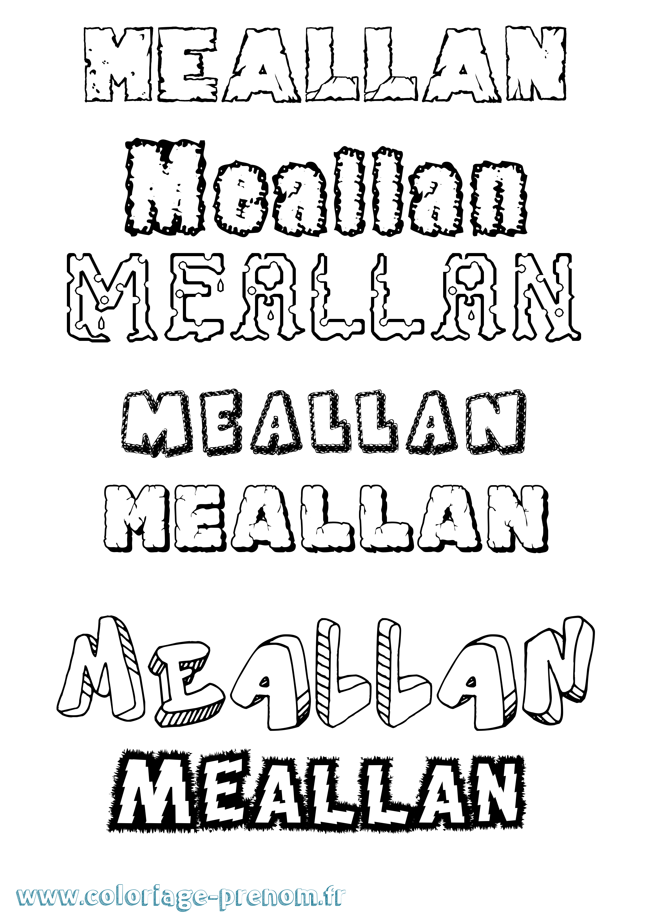 Coloriage prénom Meallán Destructuré