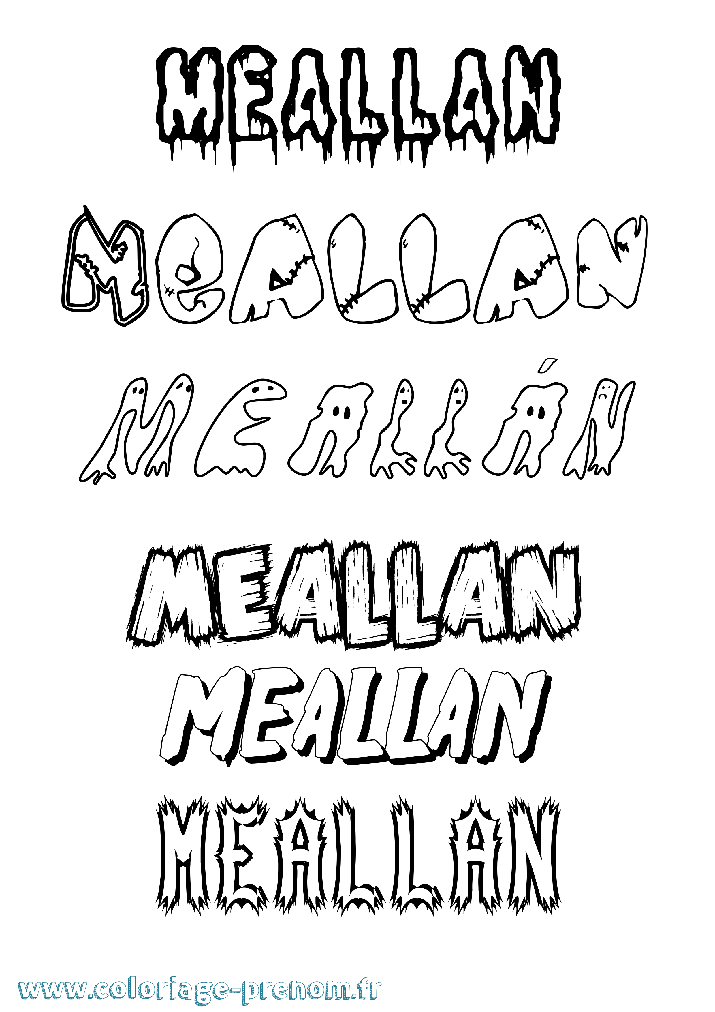 Coloriage Meallán Frisson Coloriage prénom Meallán Frisson