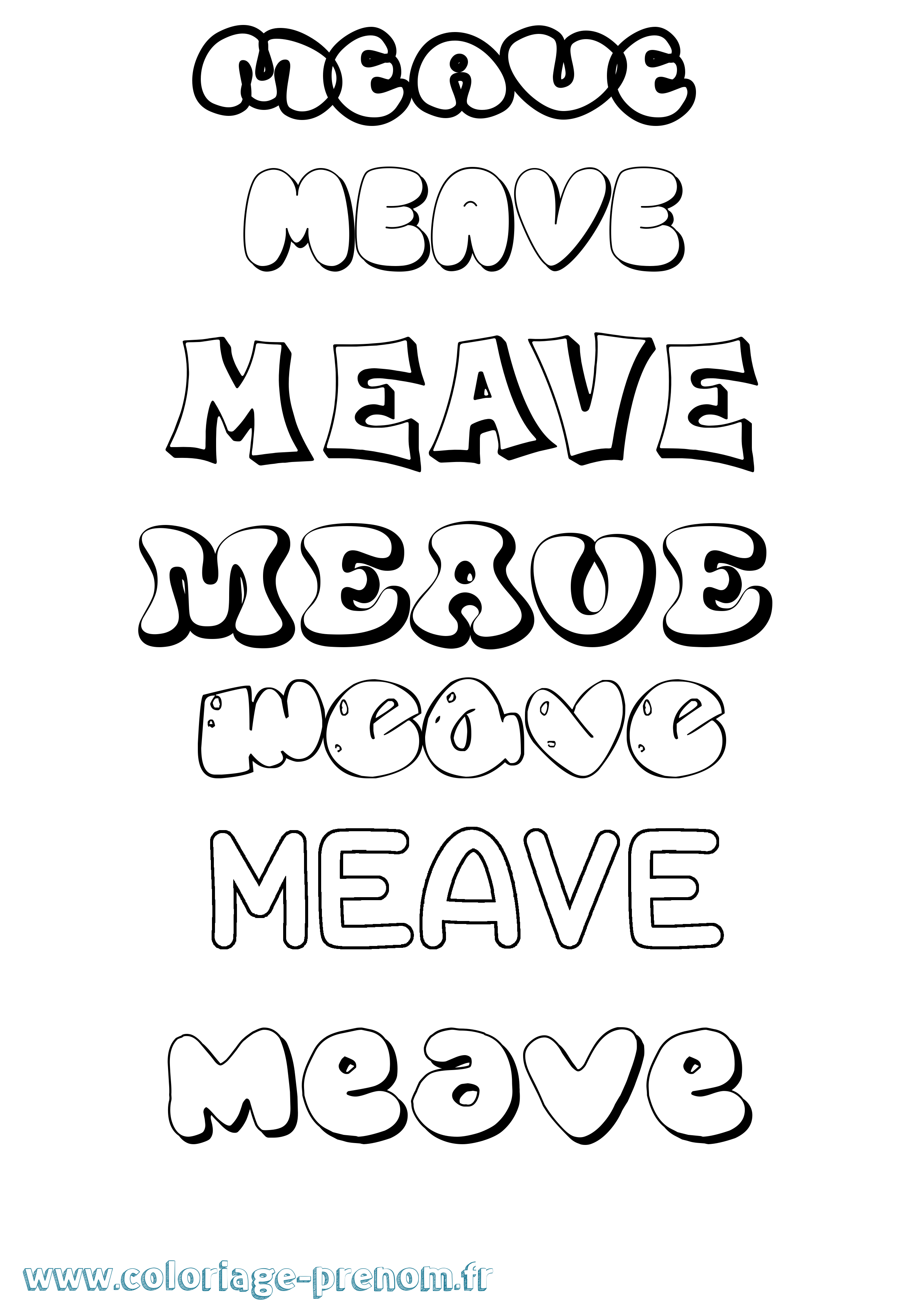 Coloriage prénom Meave Bubble