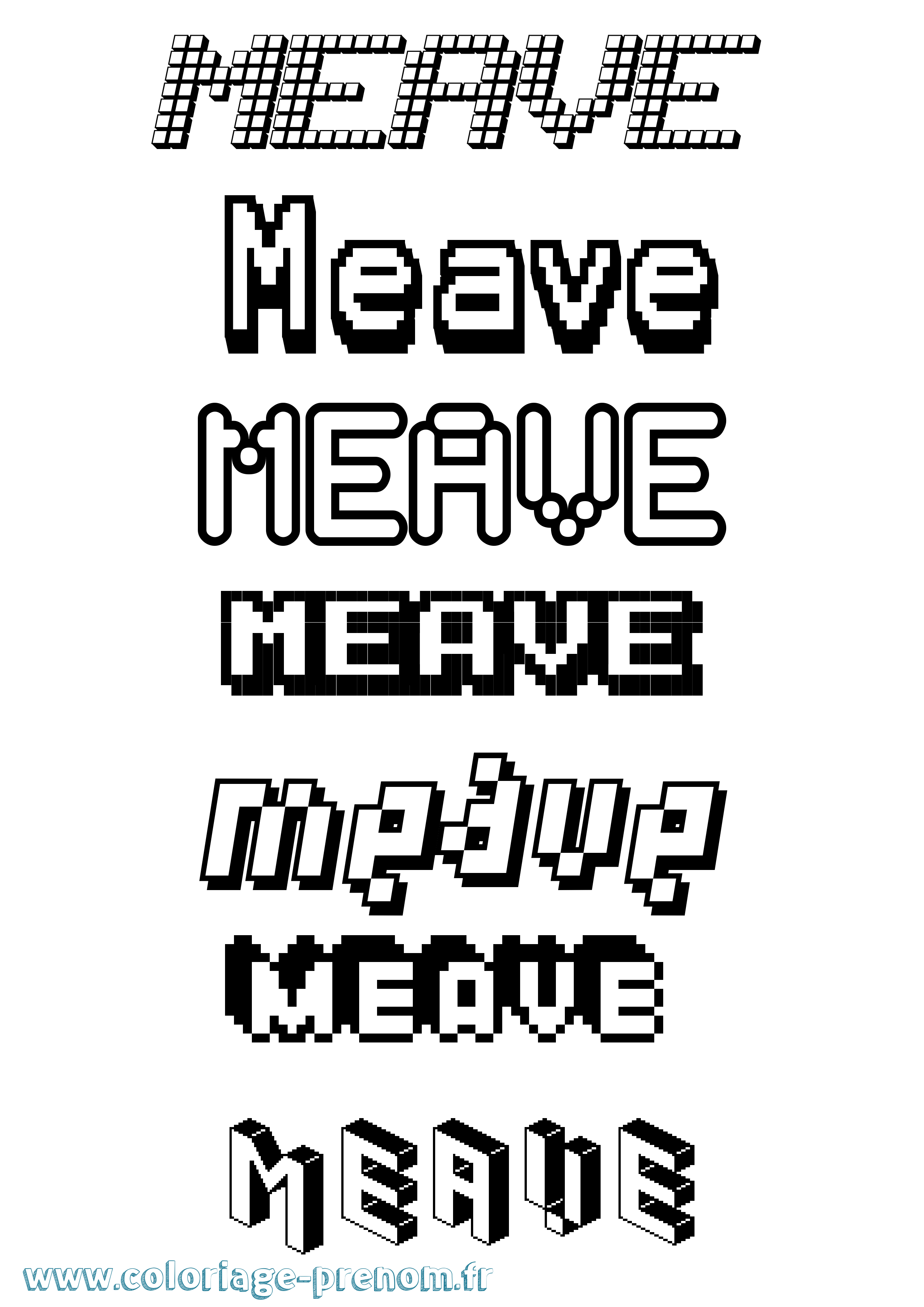 Coloriage prénom Meave Pixel