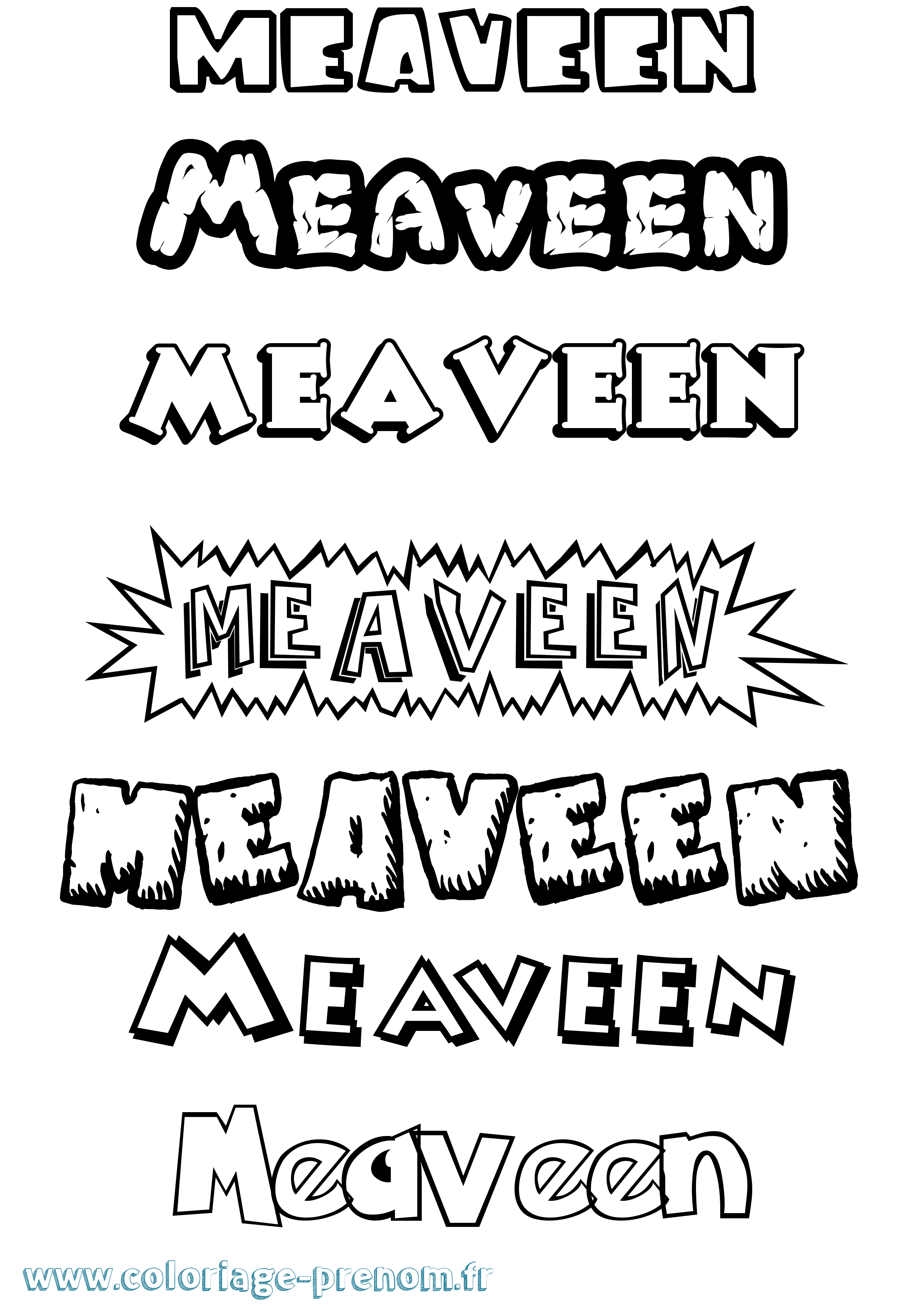 Coloriage prénom Meaveen Dessin Animé