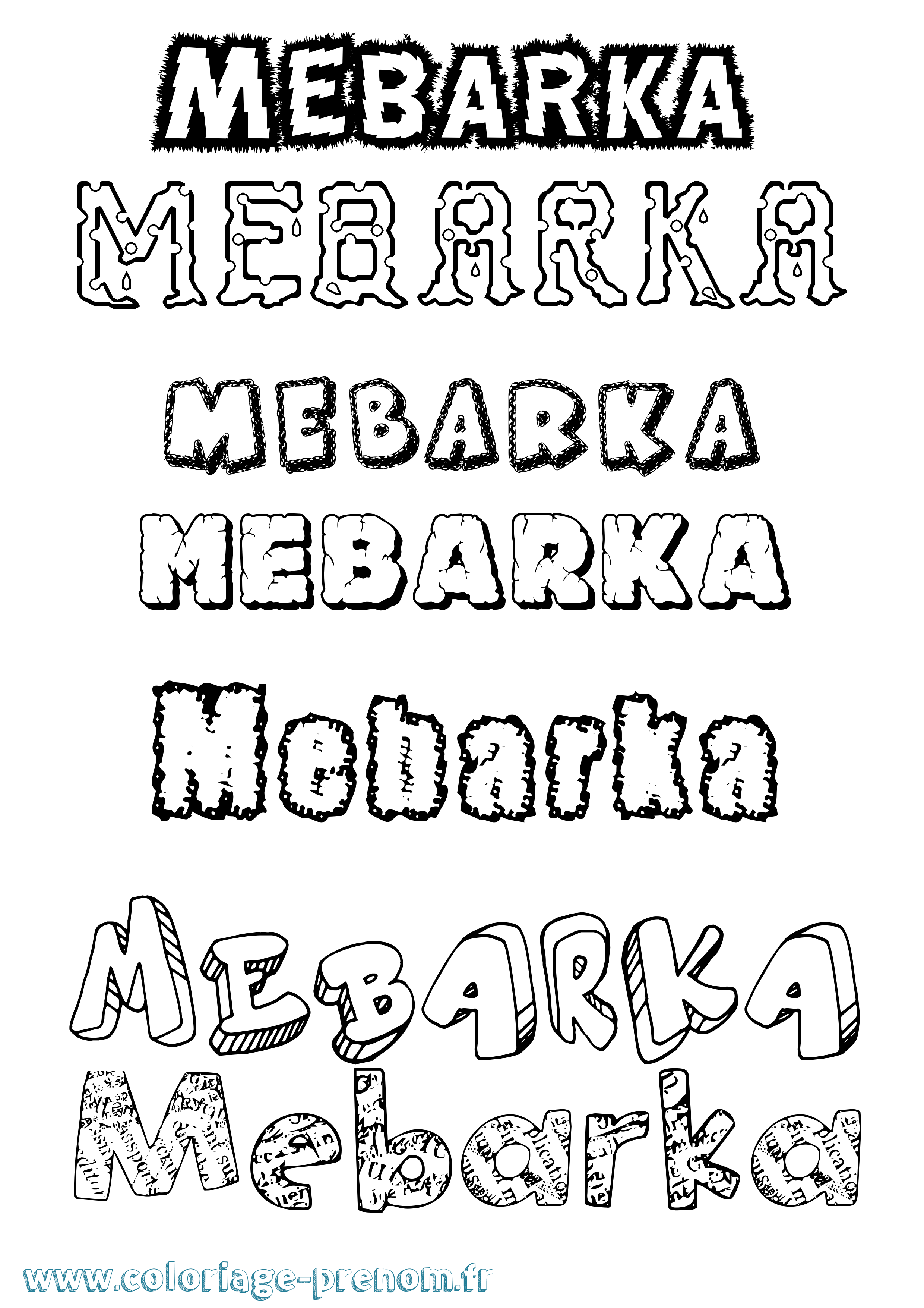 Coloriage prénom Mebarka Destructuré
