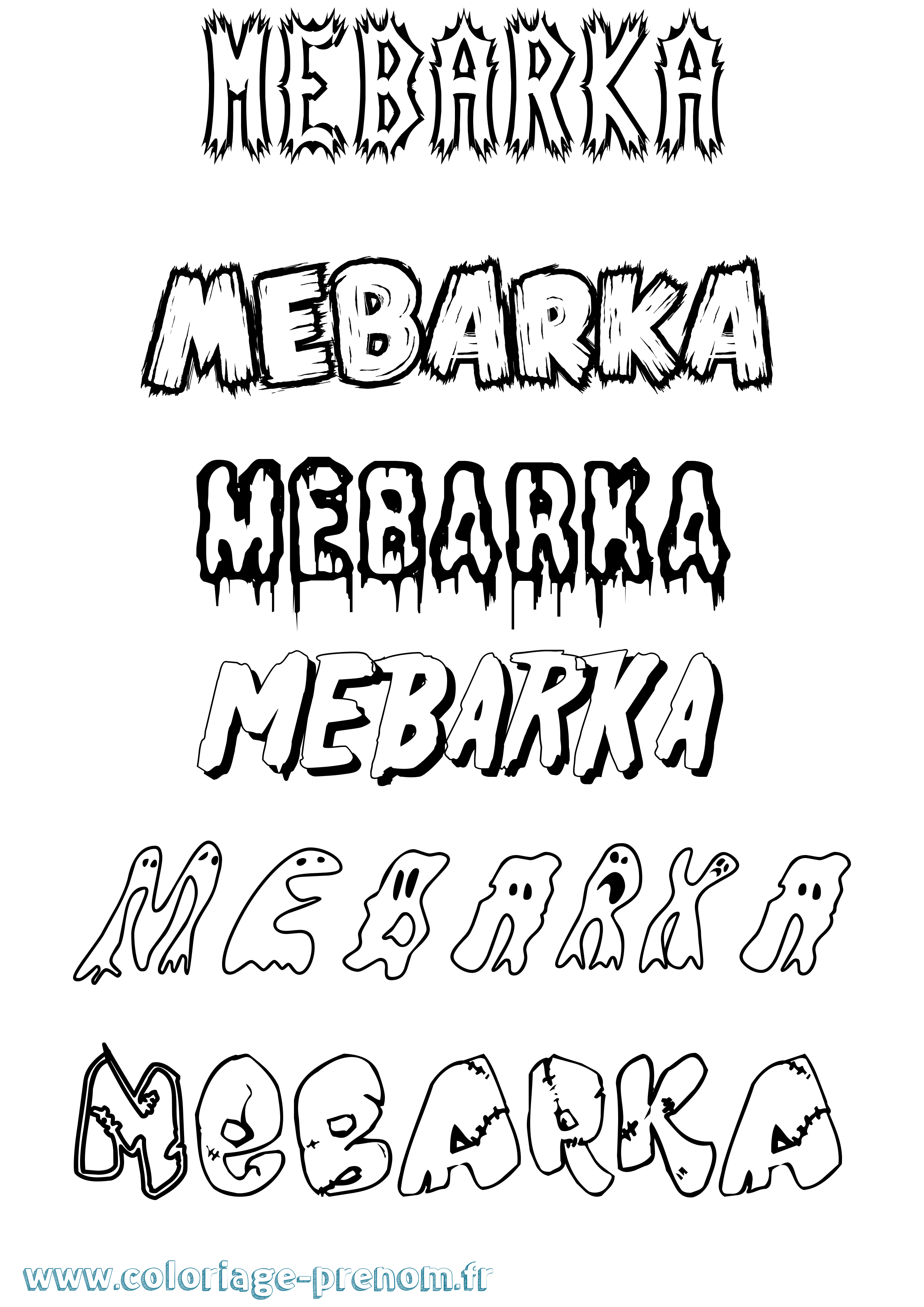 Coloriage prénom Mebarka Frisson