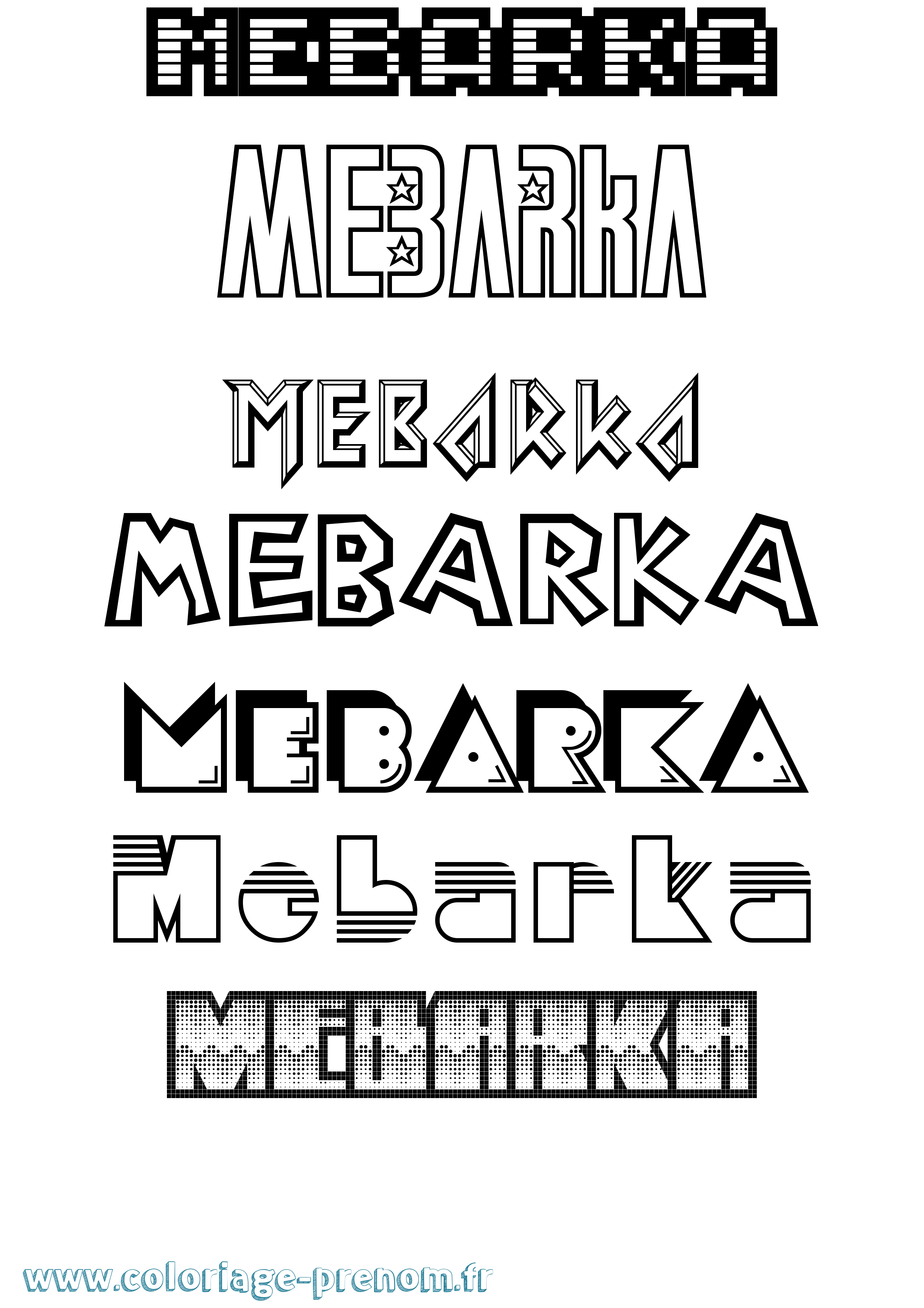 Coloriage prénom Mebarka Jeux Vidéos