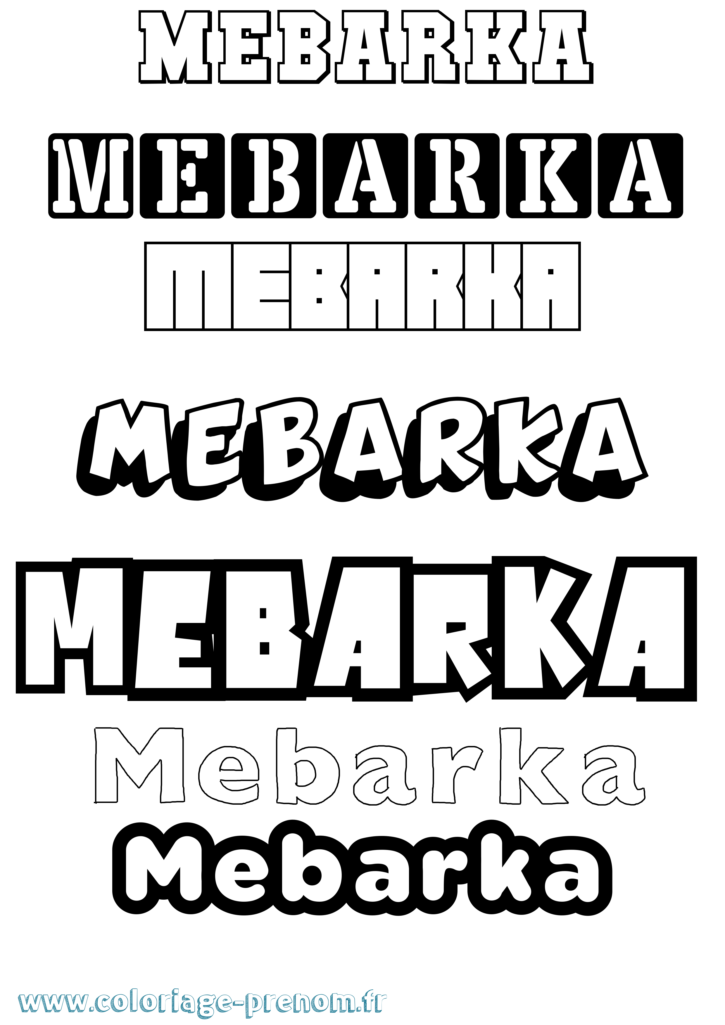 Coloriage prénom Mebarka Simple