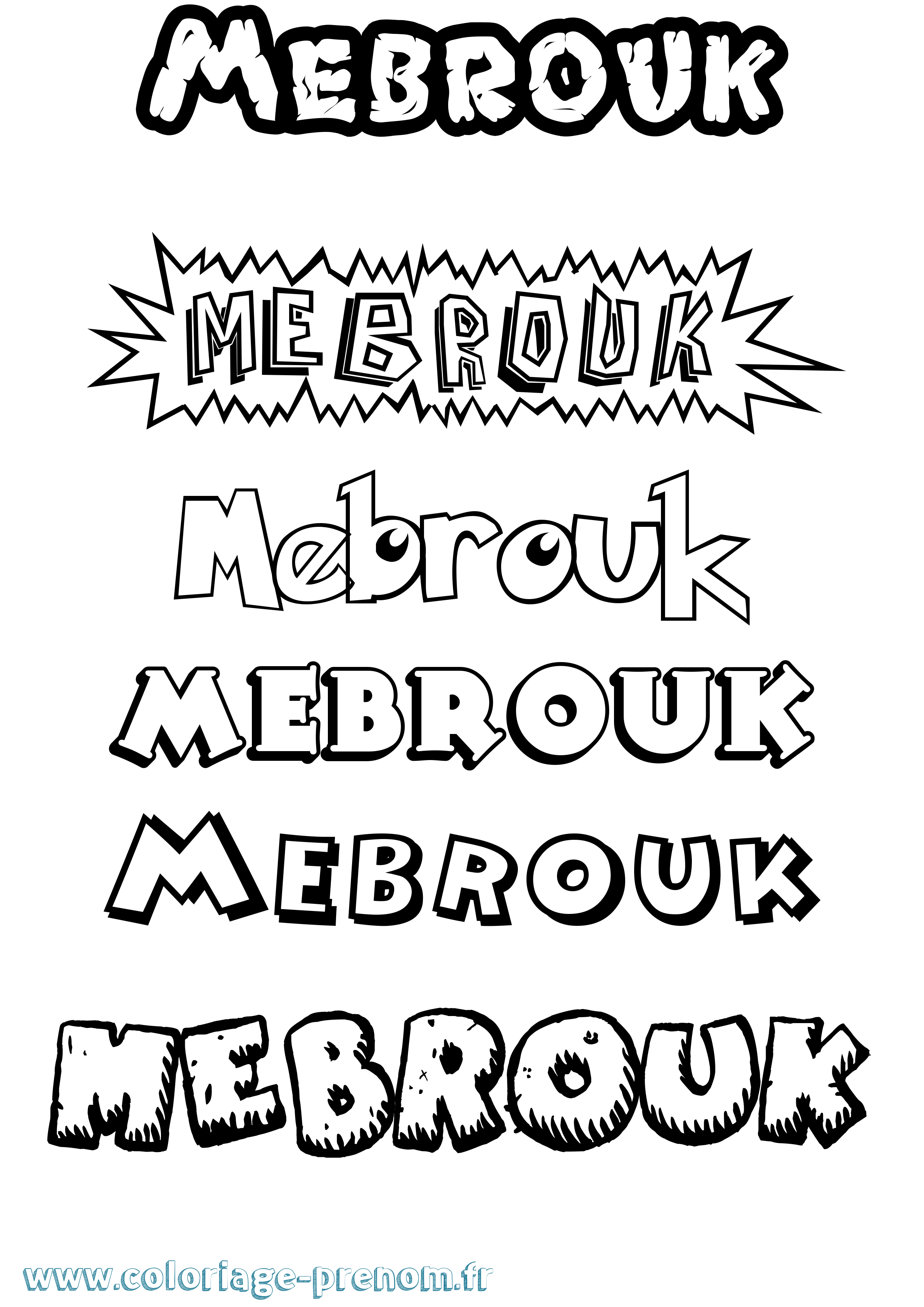 Coloriage prénom Mebrouk Dessin Animé