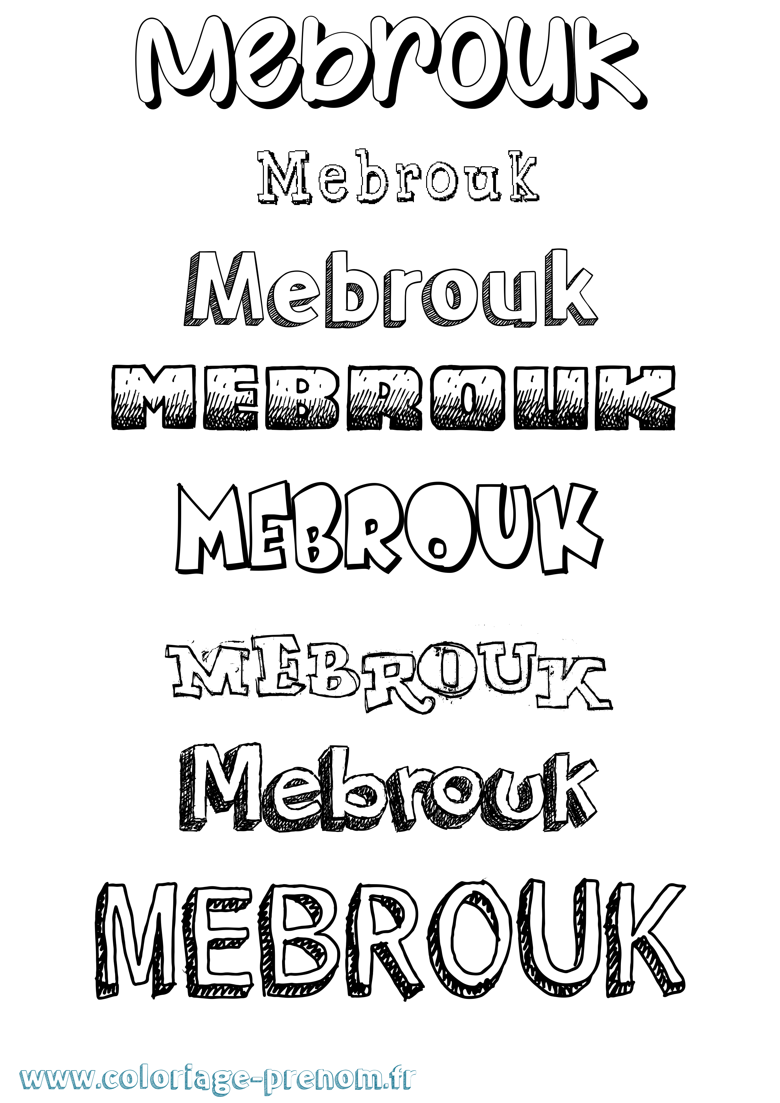 Coloriage prénom Mebrouk Dessiné