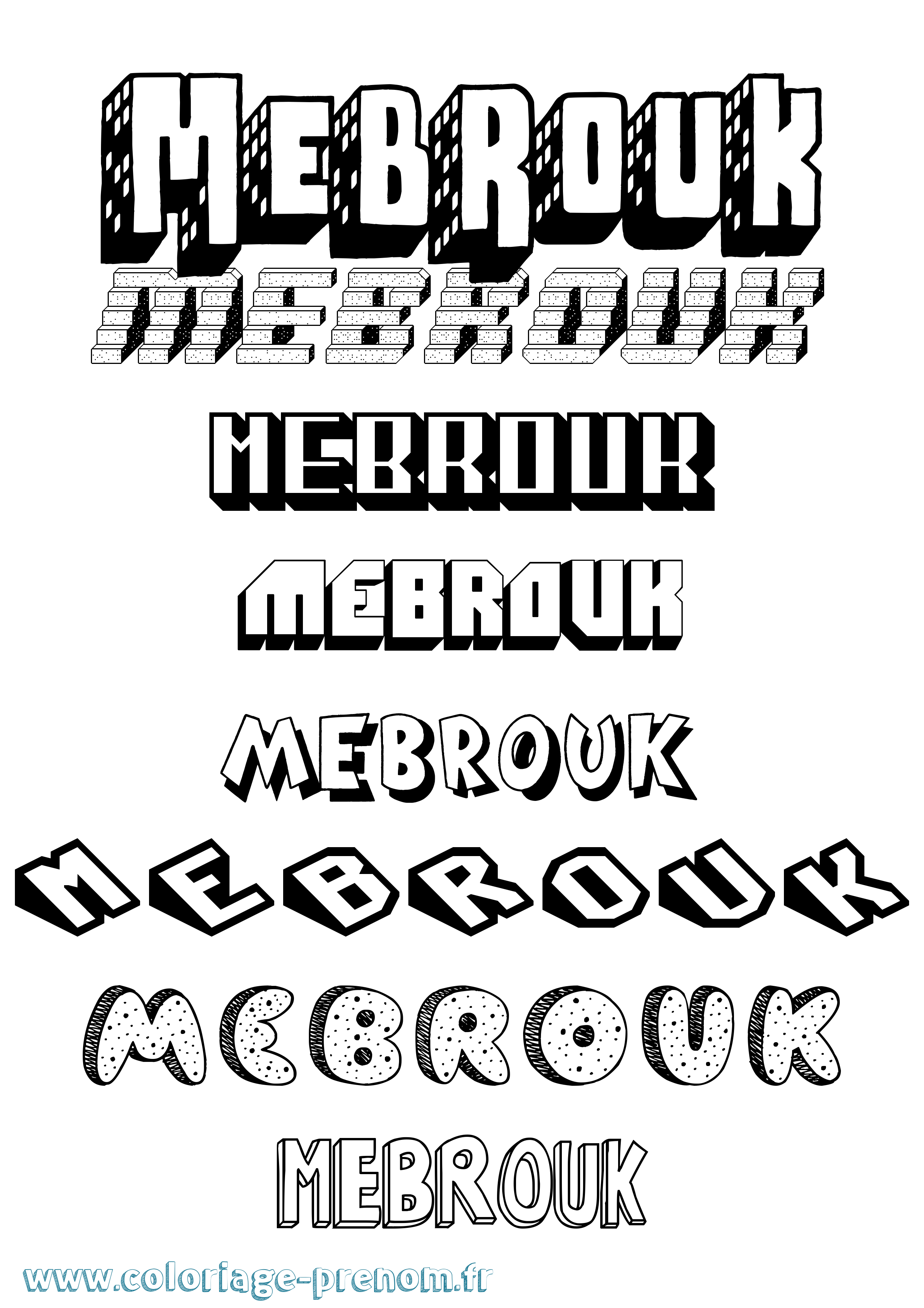 Coloriage prénom Mebrouk Effet 3D