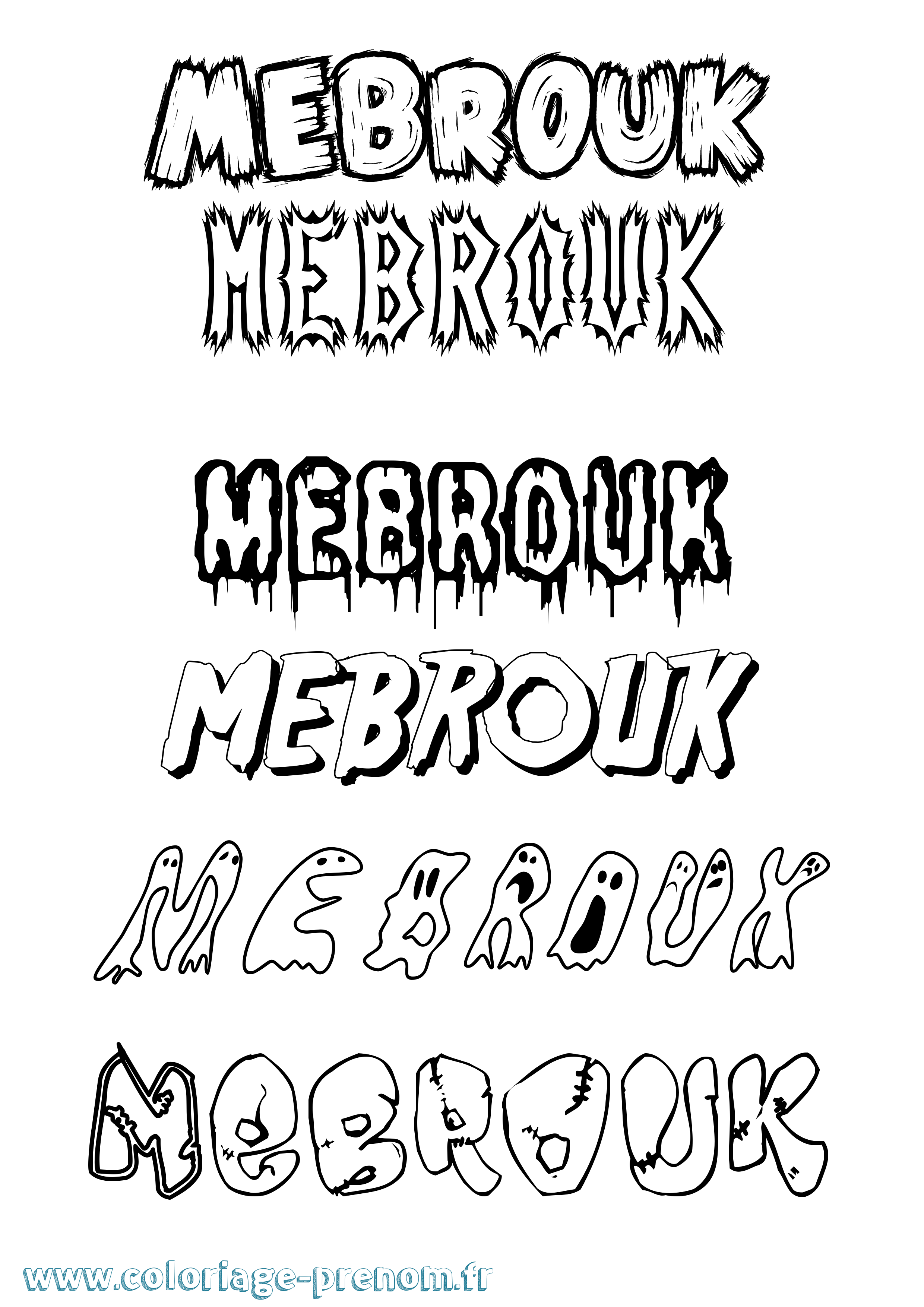 Coloriage prénom Mebrouk Frisson