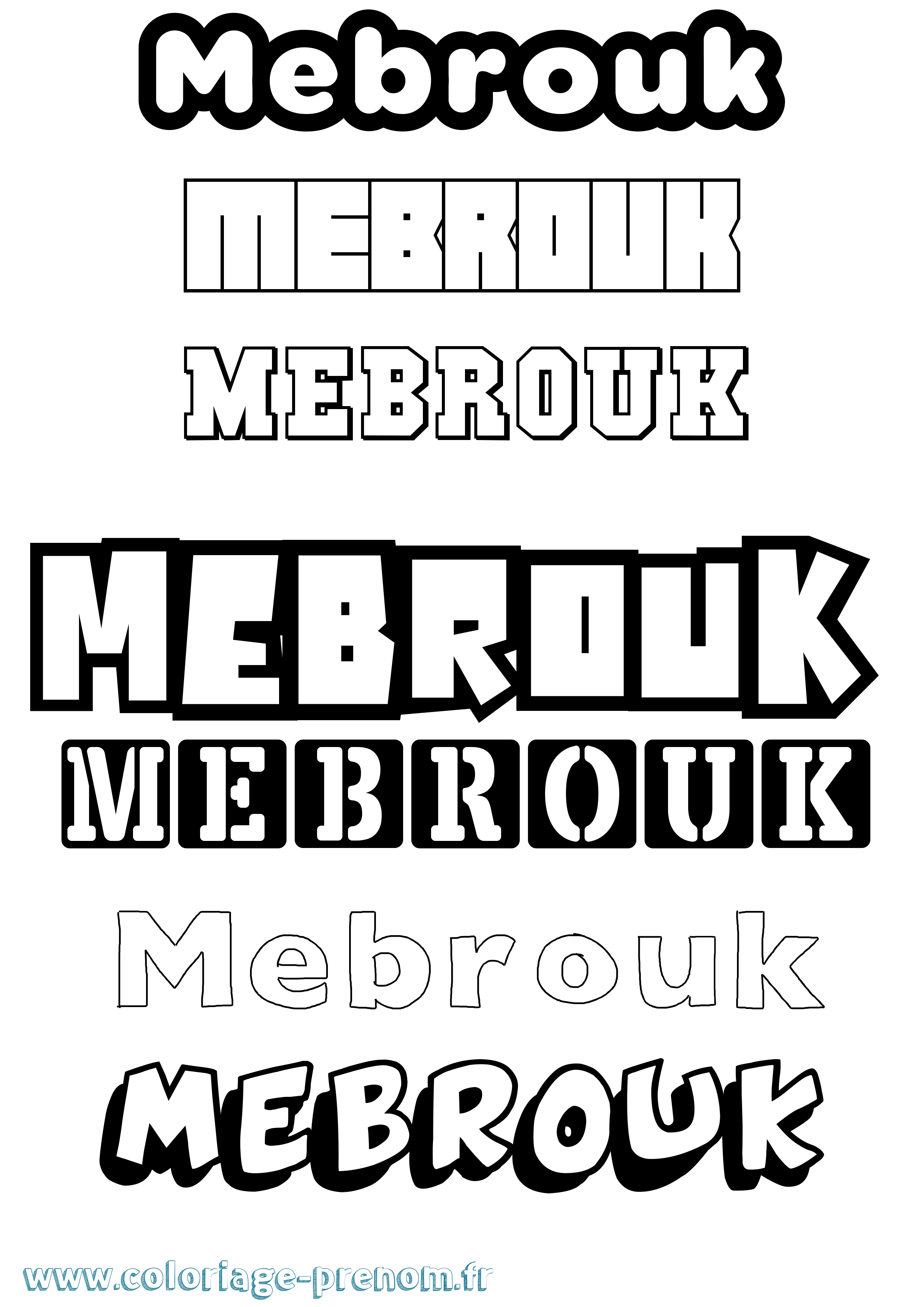 Coloriage prénom Mebrouk Simple